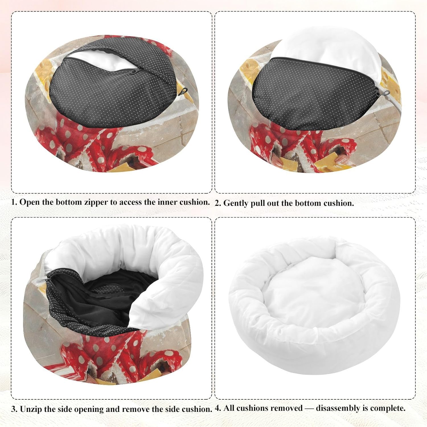 Dog Bed Ultra Soft Fluffy Comfortable Cat Bed, Bathrobe Mouse Washable Dog Beds Anti-Slip Round Pet Beds for Medium Dogs