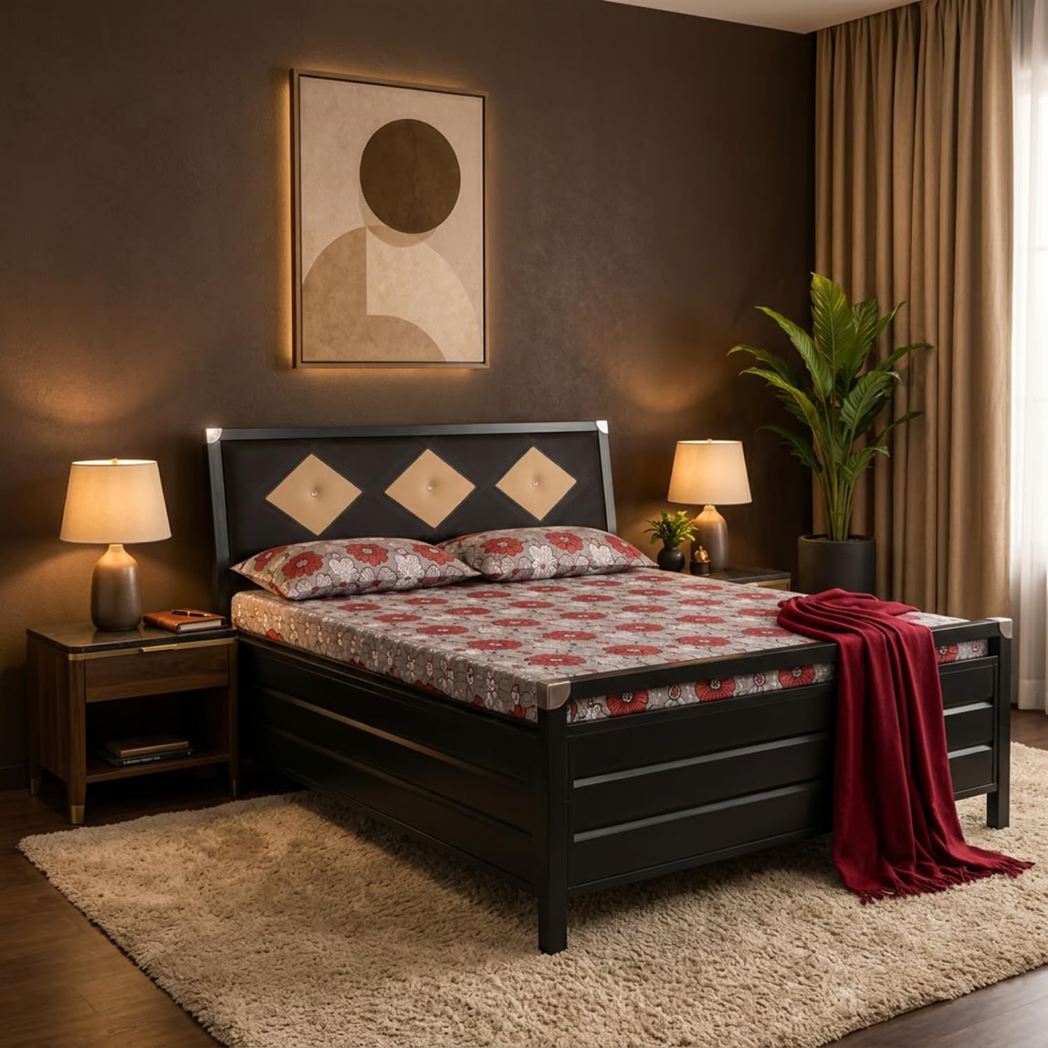 ROYAL BED MANUFACTURER King Size 6X6 Metal Hydraulic Storage Bed - Matte Black Finish, No Mattress Included (75X72 INCH)-image-22