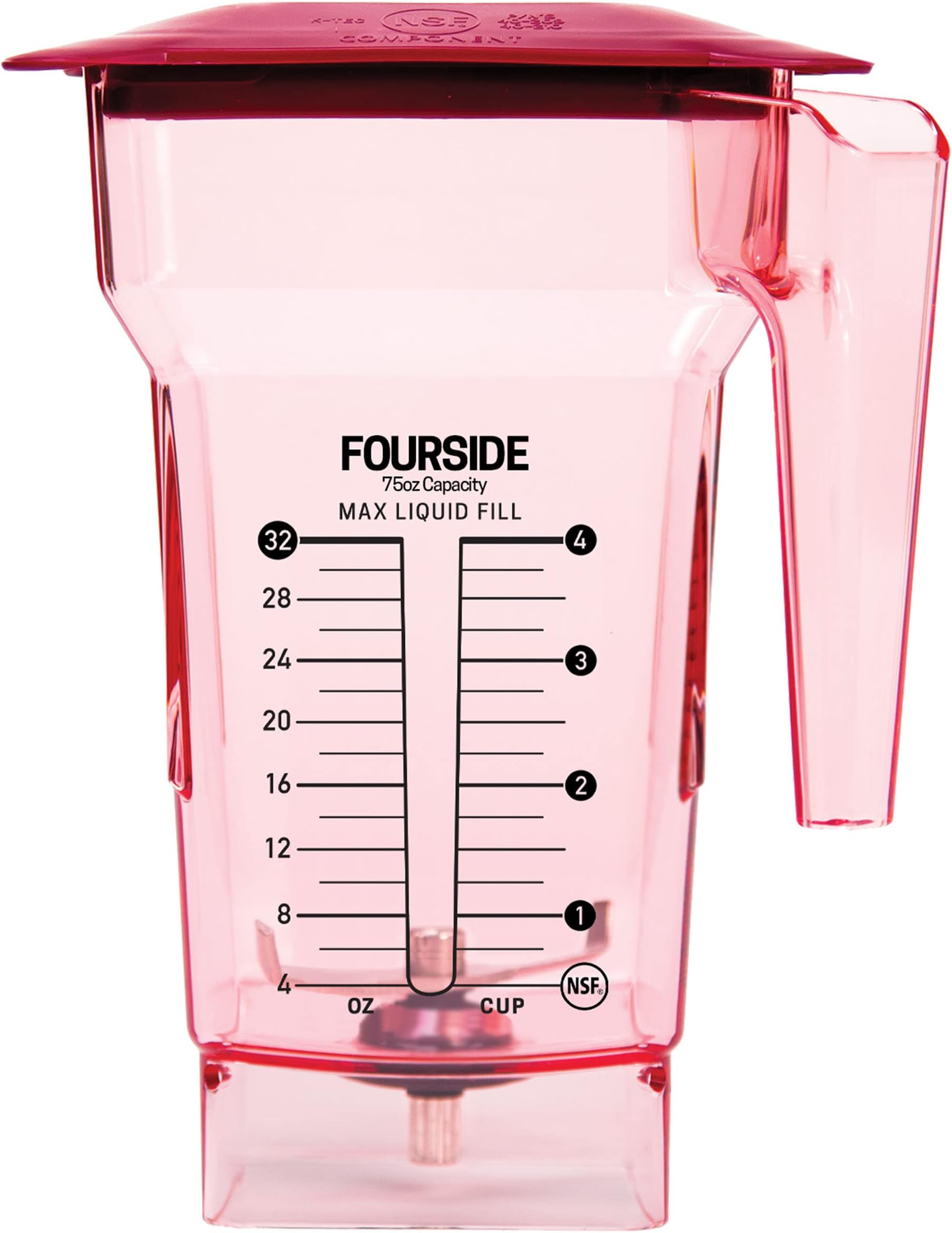 FourSide Jar (75 oz), Blender Jar, Commercial Grade, Hard Lid, BPA-Free, Red