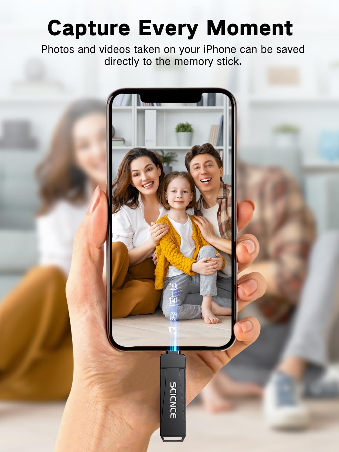 Memoria USB para copia de seguridad y almacenamiento de fotos, 512 GB, no requiere aplicación, compatible con iPhone, iPad, Android PC, color gris espacial