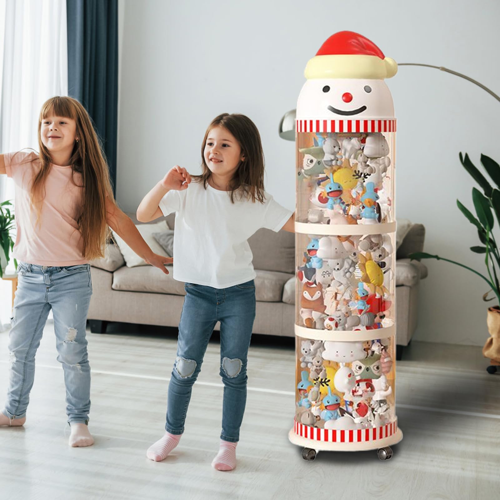 Almacenamiento de animales de peluche – Cubo de almacenamiento de | felpa que ahorra espacio | Contenedores de almacenamiento de animales de peluche con ruedas, para guardería, habitación de lo