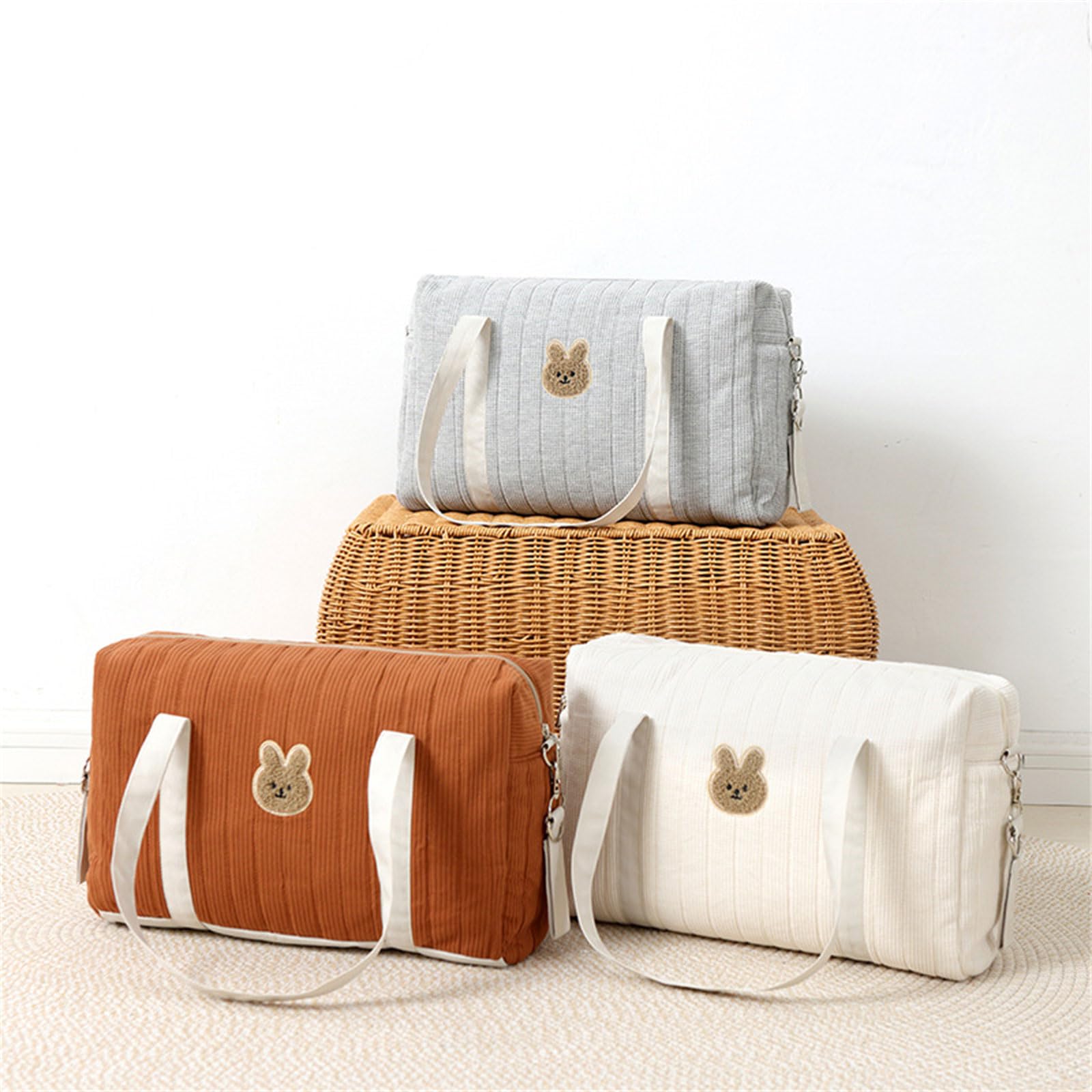 Borsa per pannolini per bambini di grande capacità, con design raffinato ricamato, accessorio da viaggio per bambini