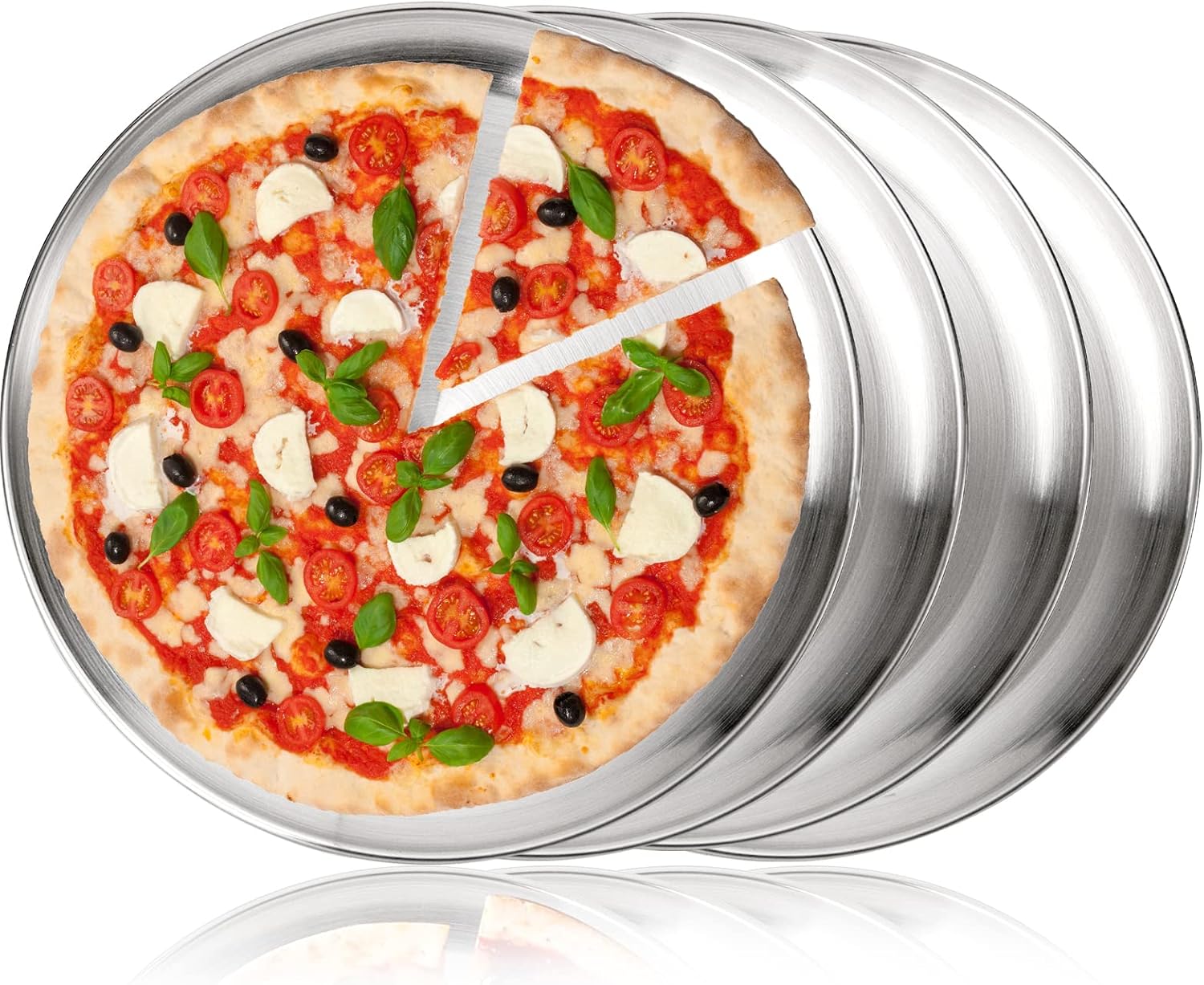 Buy TOPZEA 4 Pack Stainless Steel Pizza Pan, 1312 Inch Pizza Tray Oven
