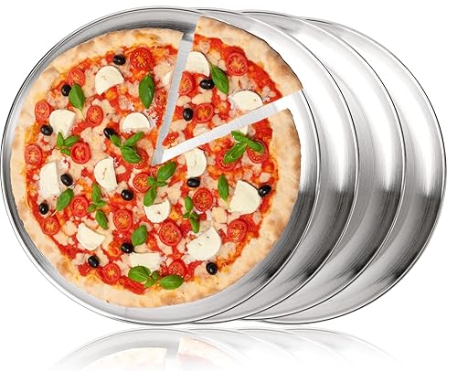 TOPZEA 4 Pack Stainless Steel Pizza Pan, 13-1/2 Inch Tray