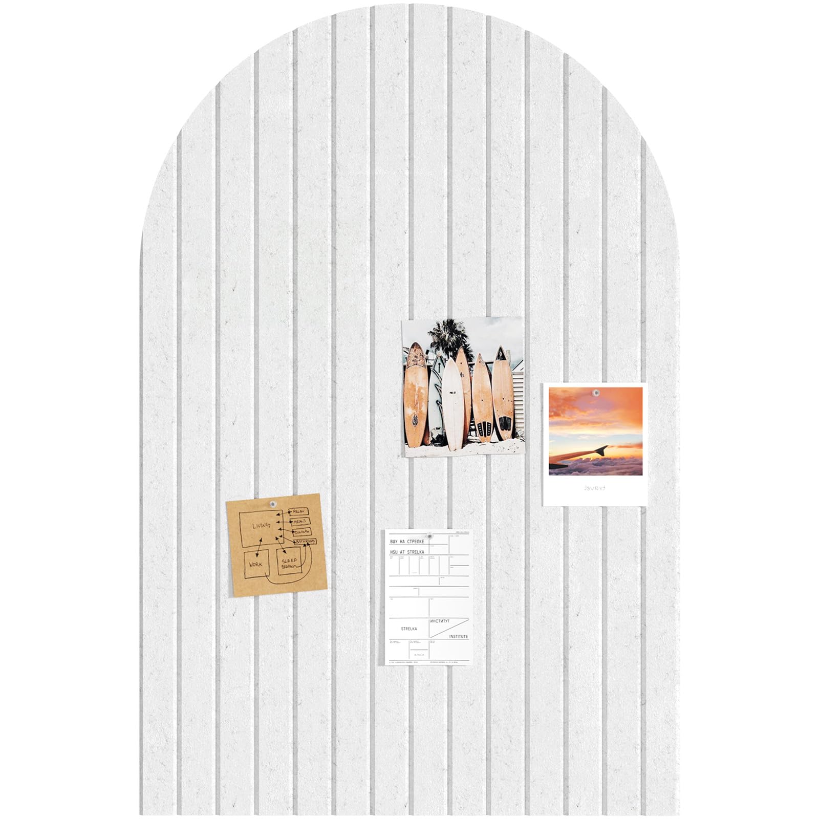 Lifewit 3-Pack Arched Bulletin Board, Cork Board Alternative for Walls, 90x60cm Large Felt Panels with 30 Pins, Full Self-Adhesive Wall Panel for Decor, Home, Office, Dorm, Light Gray — image 1