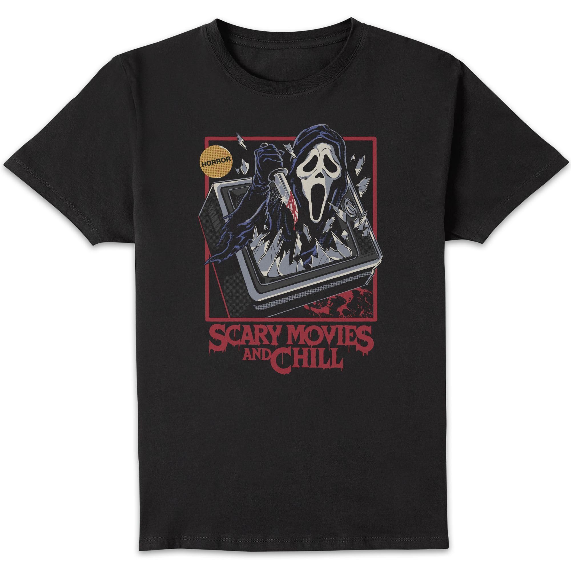 Steven Rhodes Men's Black Scary Movies & Chill T-Shirt - | Size: Medium