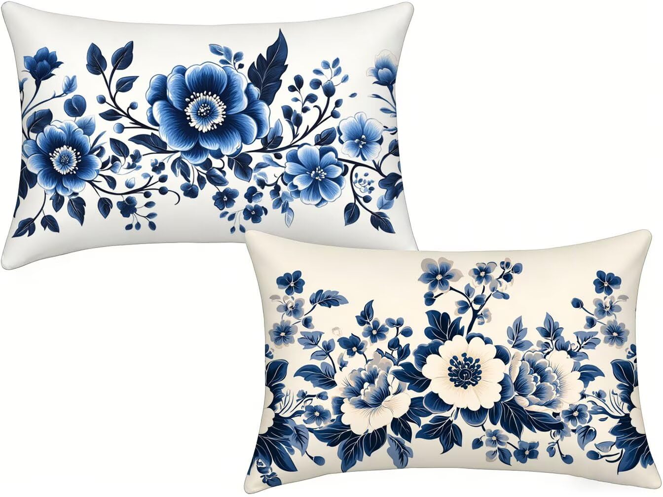 Taie d'oreiller rectangulaire 40x65 velours bleu hypoallergénique anti-plis de sommeil