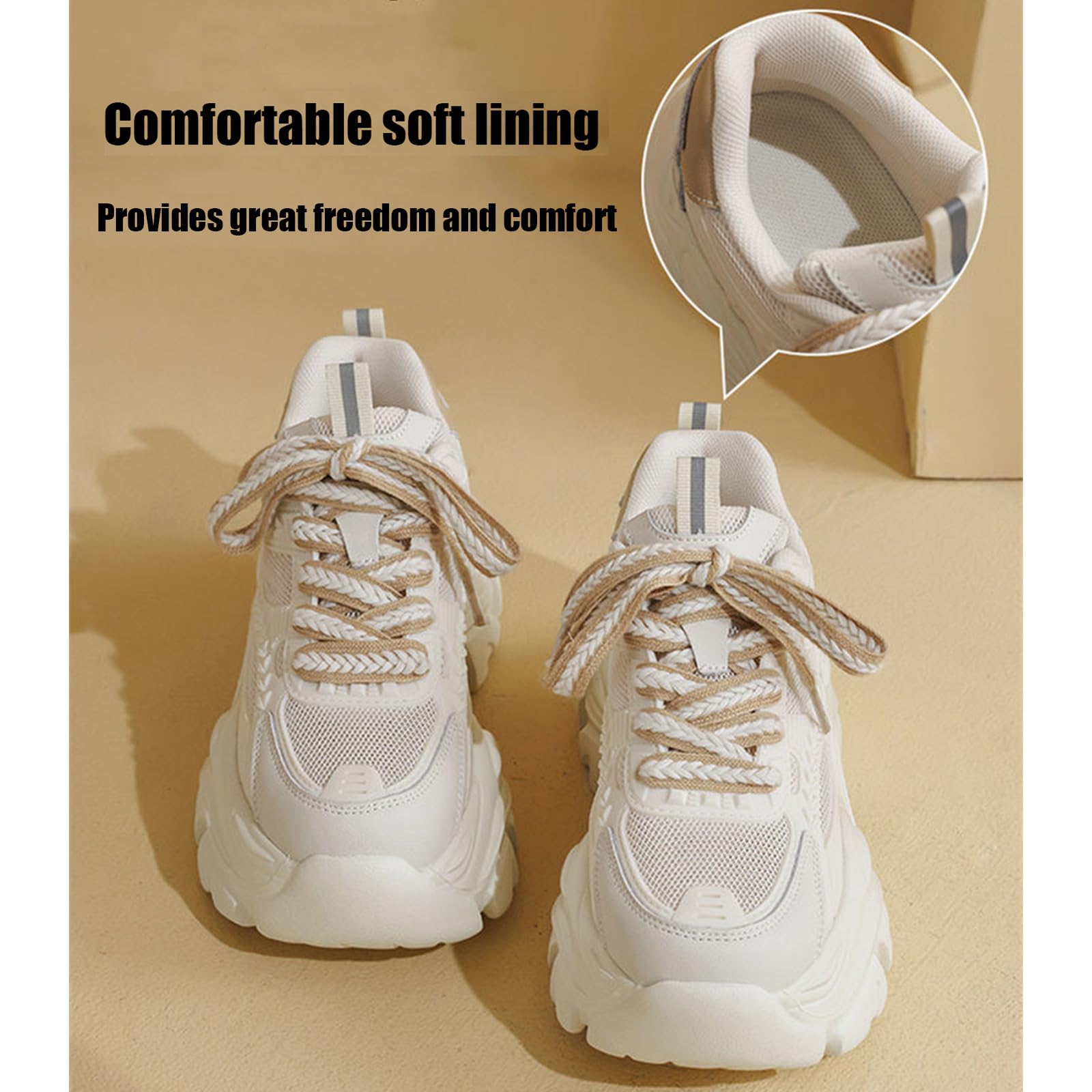 Amazon.com | CPMBFDC Chunky Sneakers for Women Low Top Lace-Up