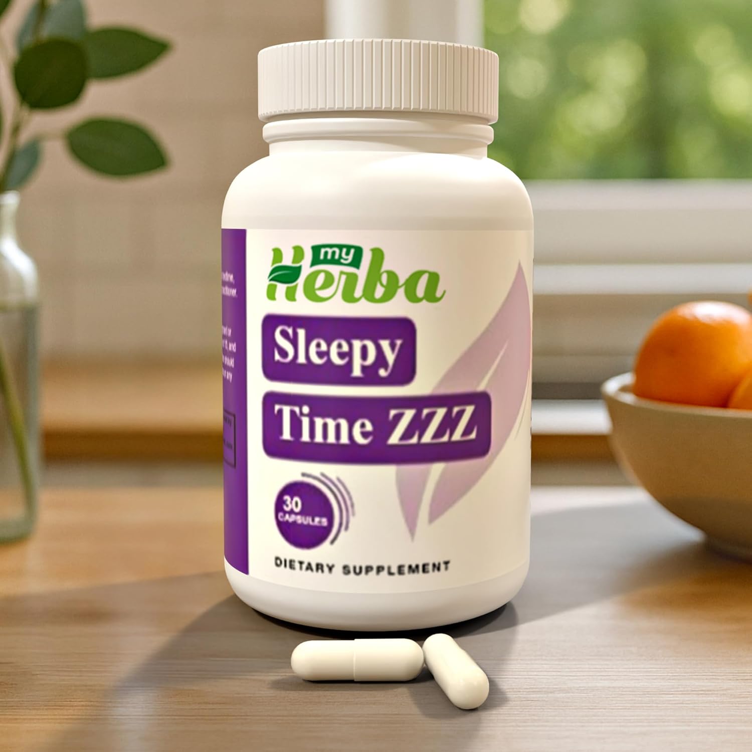 My Herba Sleepy Time ZzZ Supplement - Vegan Formula with Melatonin, Magnesium Glycinate and L-Theanine, Fast Acting Natural Sleep Aid for Adults, Nighttime Relaxation and Calm Support, 30 Capsules