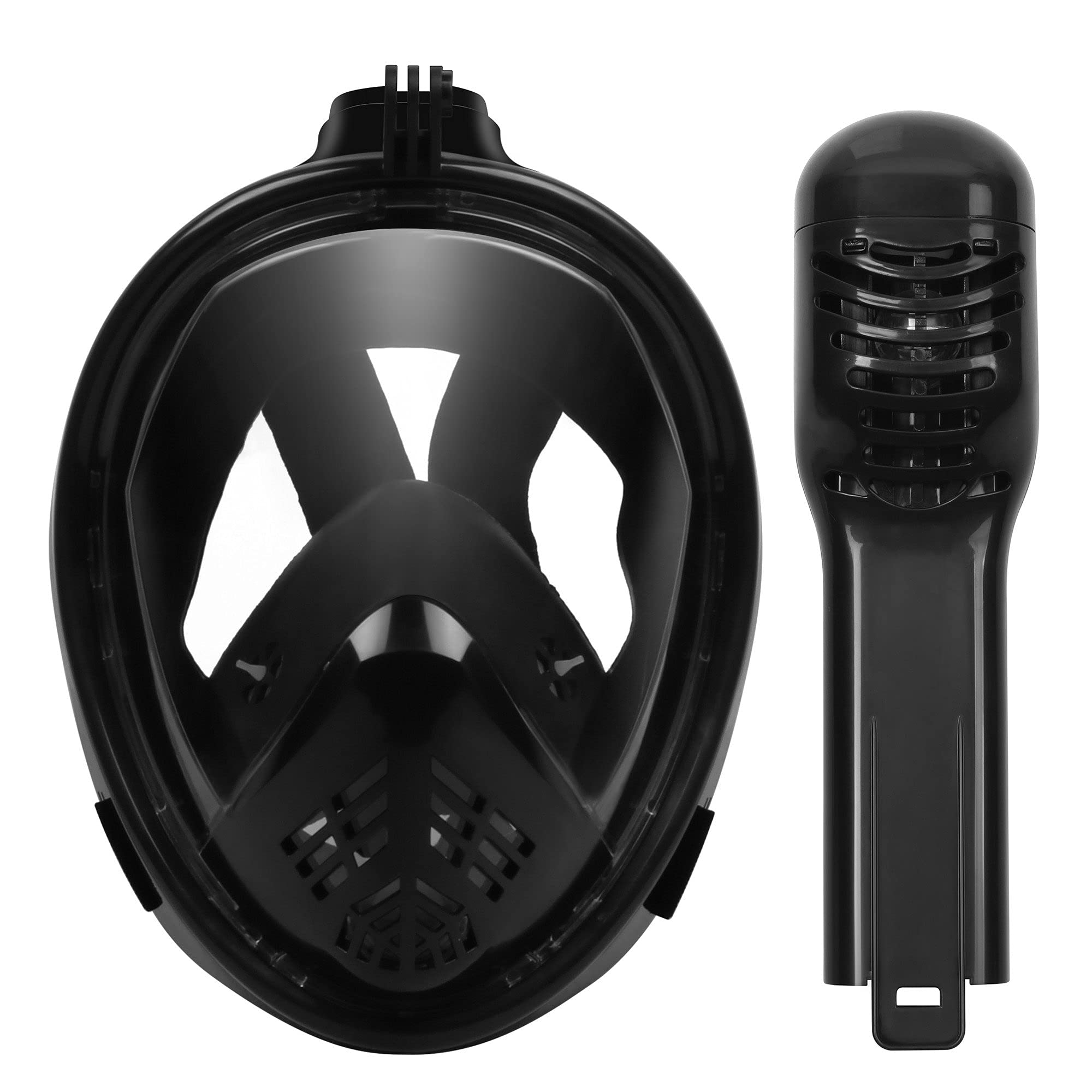 Masque De Plongée Intégral Anti-Buée, pour Plongée sous-Marine, Natation, Entraînement, Bandage Respirant, Tube, Vert, Grand（Black 1-S）