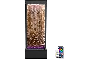 LONGRUN Indoor Water Fountain Mirror Waterfall with APP Controlled Multicolor LED Light