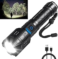 Vista 7 de IkeeRuic Linternas de 7 Modos de Alto Lúmenes Recargables, Paquete de 3 Linternas Tácticas de Alta Potencia, Linterna LED Recargable, Linterna Súper