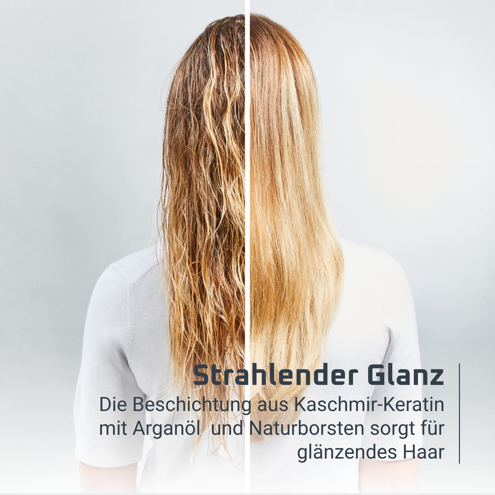Rowenta Brush Activ Premium Care rotierende Warmluftbürste, Naturborsten für glänzendes Haar, Kaschmir-Keratin-Beschichtung, 2 Bürstenaufsätze 40mm und 50mm, 3 Stufen, Föhnbürste, weiß, CF9540