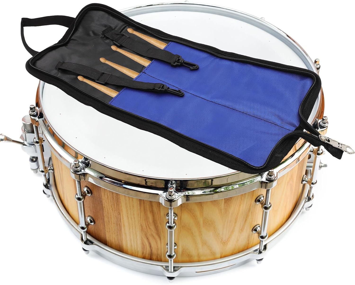 600d Oxford Cloth Portable Drumstick Carry Bag, Blue Small Drum Stick Pouch for 4 Pairs, Sturdy Drum Mallets Organizer Case for Drummers and Percussion Accessories Storage