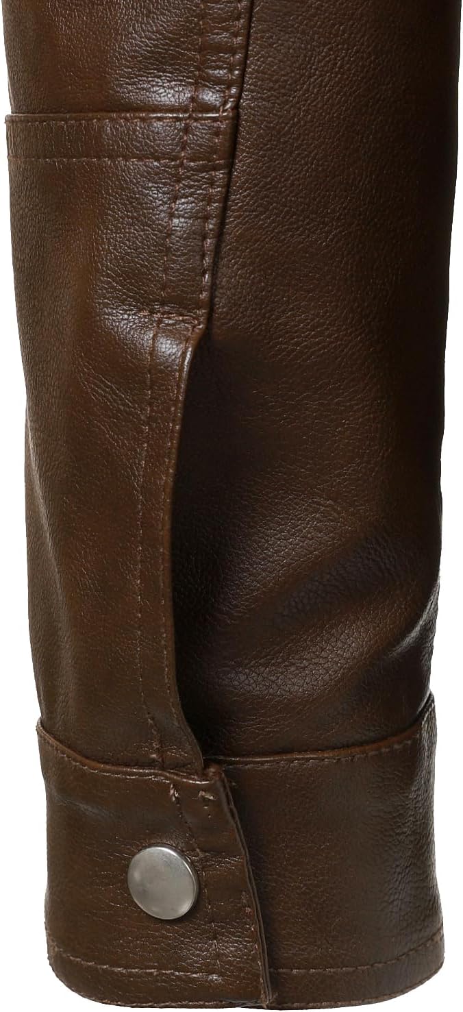 HOOD CREW Men’s Faux Leather Jacket Biker Coats Stylish Leather Bomber Jacket for Men