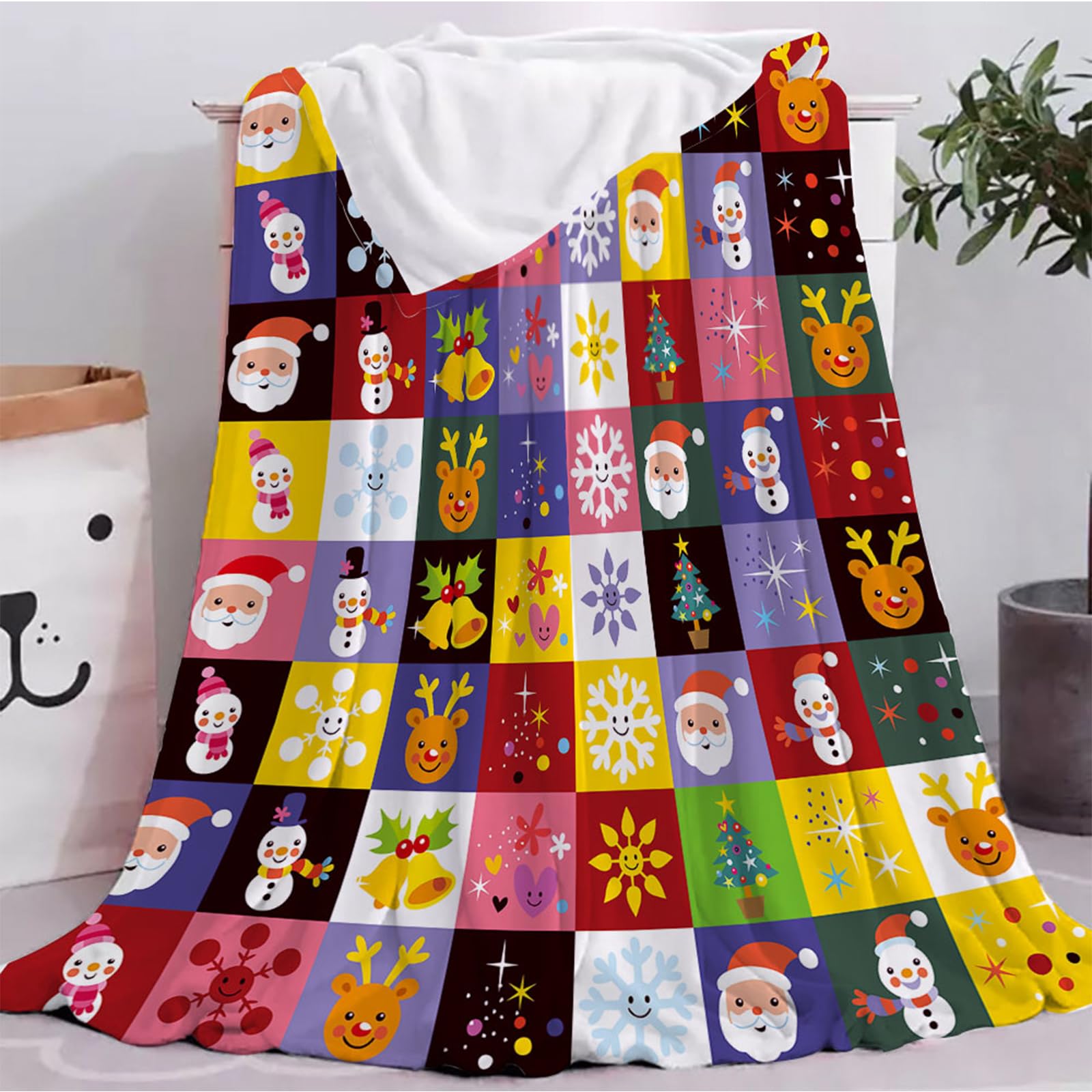 Couverture de Noël en flanelle imprimée camion rustique plaid de lit 150x200cm