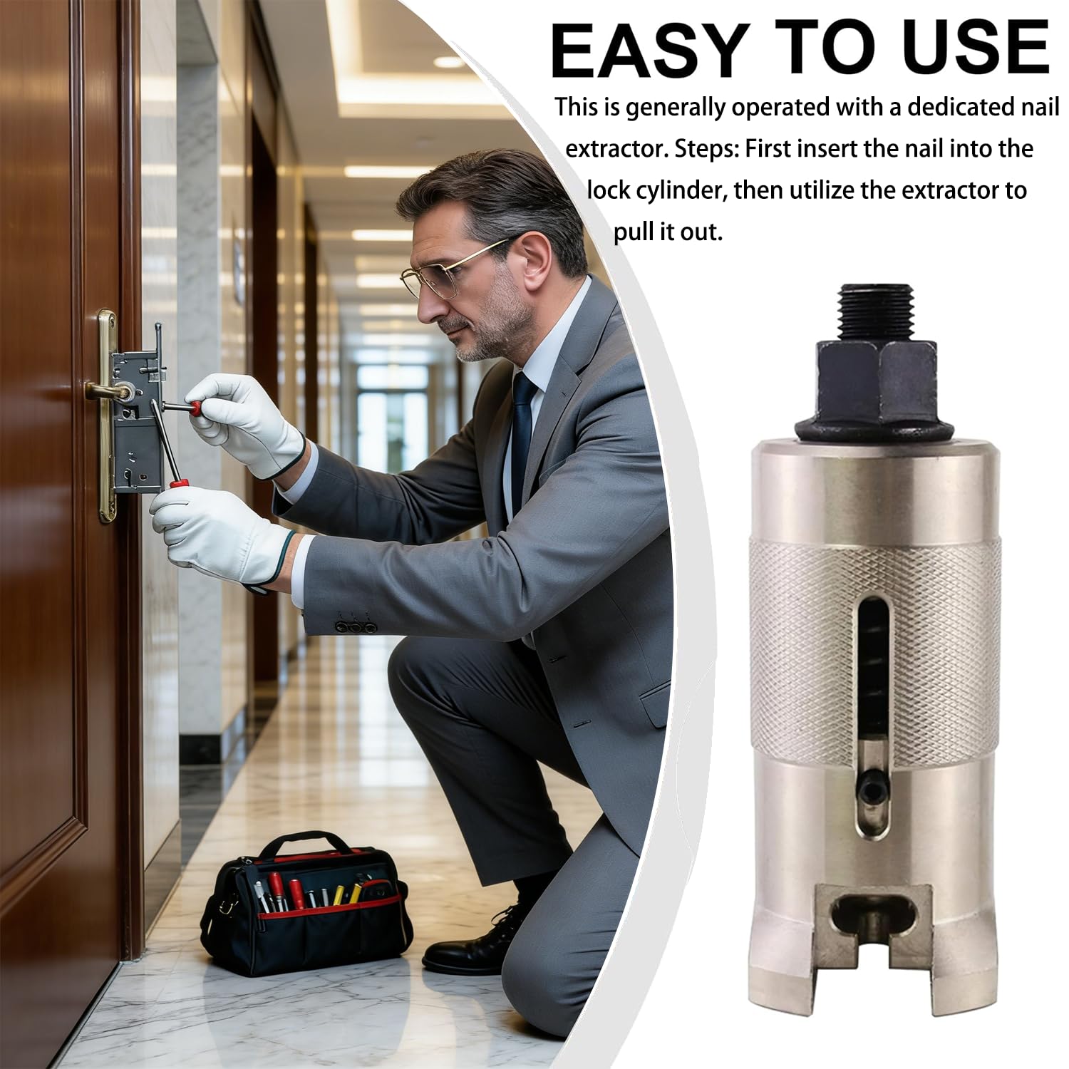 Estrattore Chiave Spezzata Professionale, Strumento per Rimozione Cilindri in Acciaio Inossidabile ad Alta Efficienza per Locksmith e Emergenze
