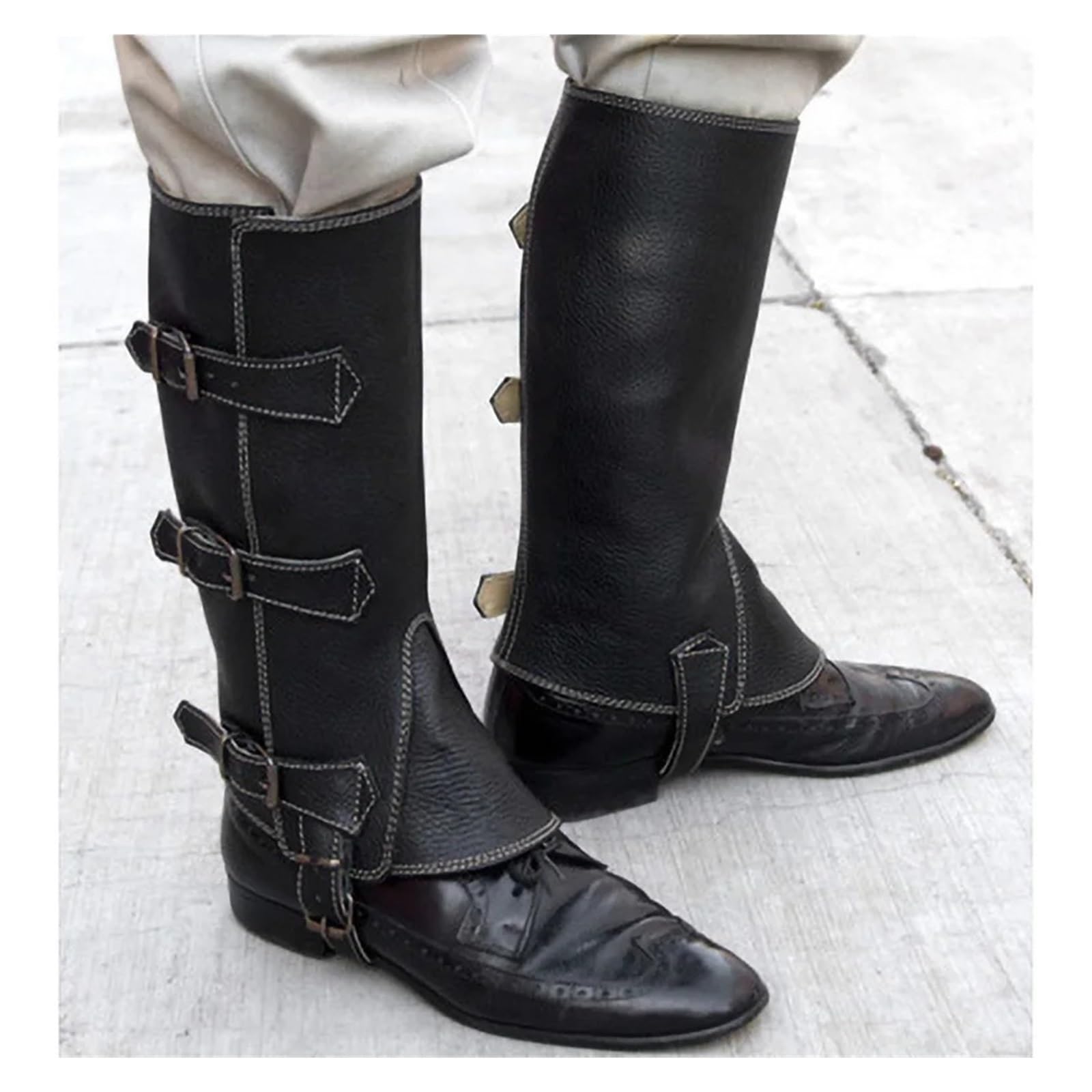 Gambali da equitazione Ghette in pelle for stivali da trekking, motociclista, coprigambe, for uomo e donna
