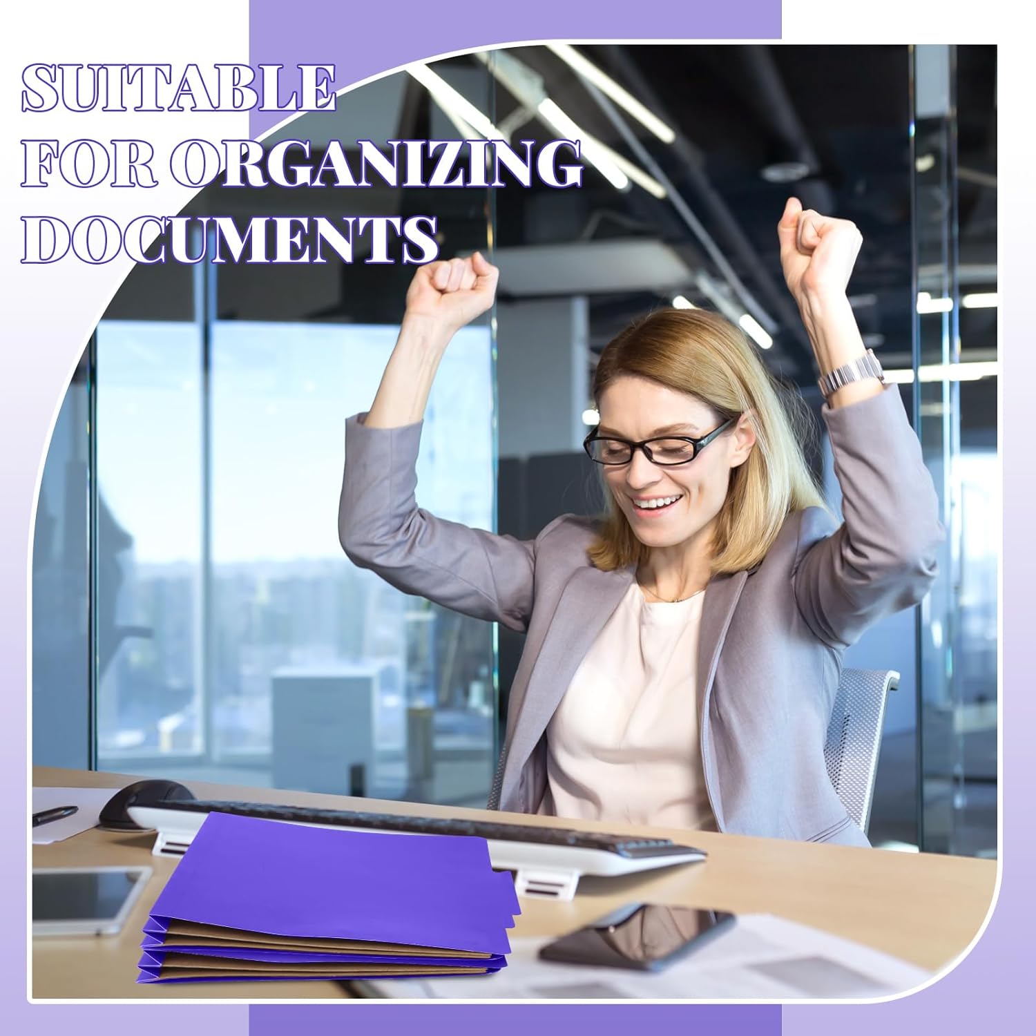 Skyygemm 36 Pcs Classification Folders Letter Size, 2 Pocket Dividers Pressboard File Folder with Fasteners, Expanding File Organizer Bulk for Documents, Projects, Reports, School Teacher (Purple)