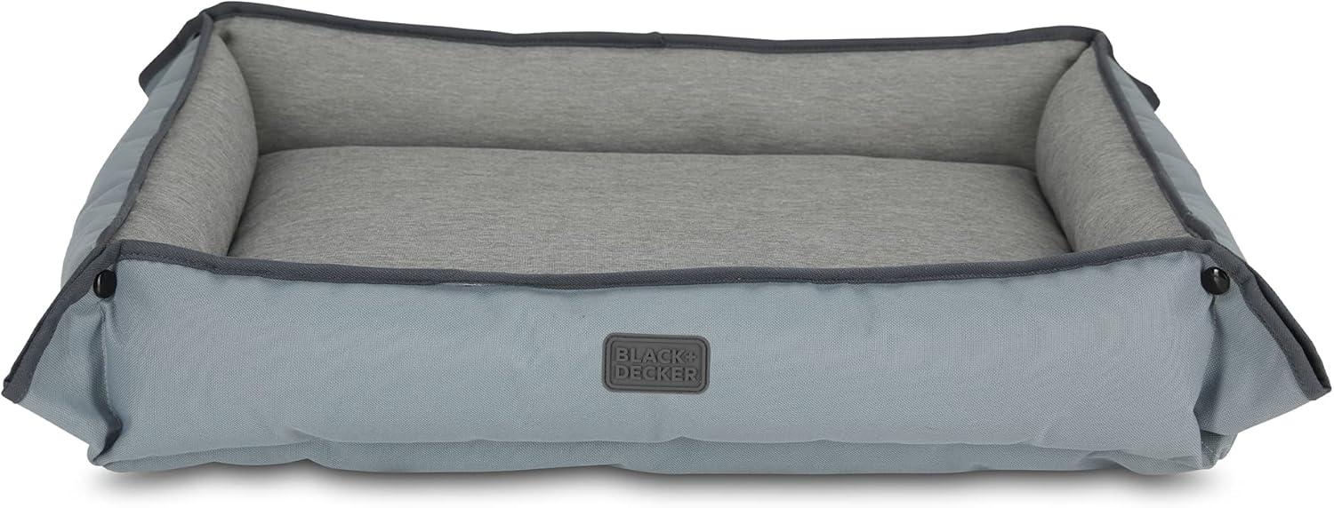 BLACK+DECKER Large Dog 4 in 1 Snap Pet Bed, Low Profile, Sofa Cover, Mat, Crate Liner, Soft Breathable Pet Bed Premium Bedding, 28 in x 24 in, (Large, Grey)