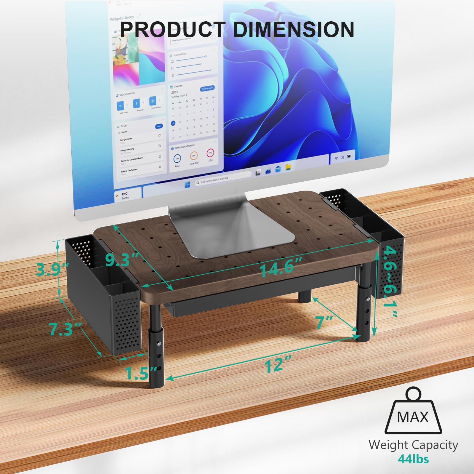 WALI Computer Monitor Stand with Storage and Pen Holder view 2