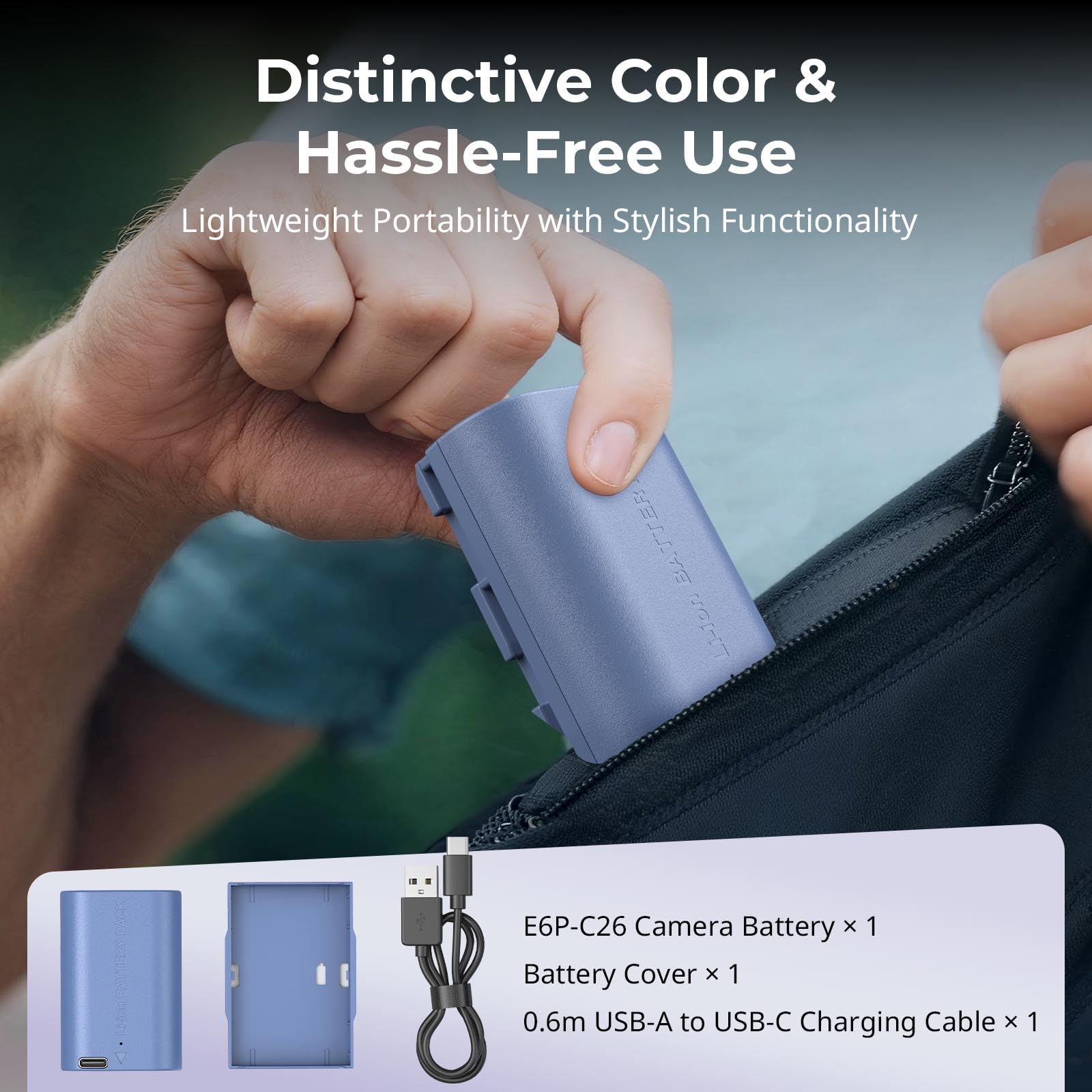 SMALLRIG LP-E6P Batterie, 2520 mAh Batterie USB-C de Remplacement pour Canon EOS R5 Mark II, R6 Mark II R5, R6, R7, 5D Mark II, 5D Mark IV, 60D, 70D, 80D, 90D, Charge Rapide complète en 2,5 h - 5406