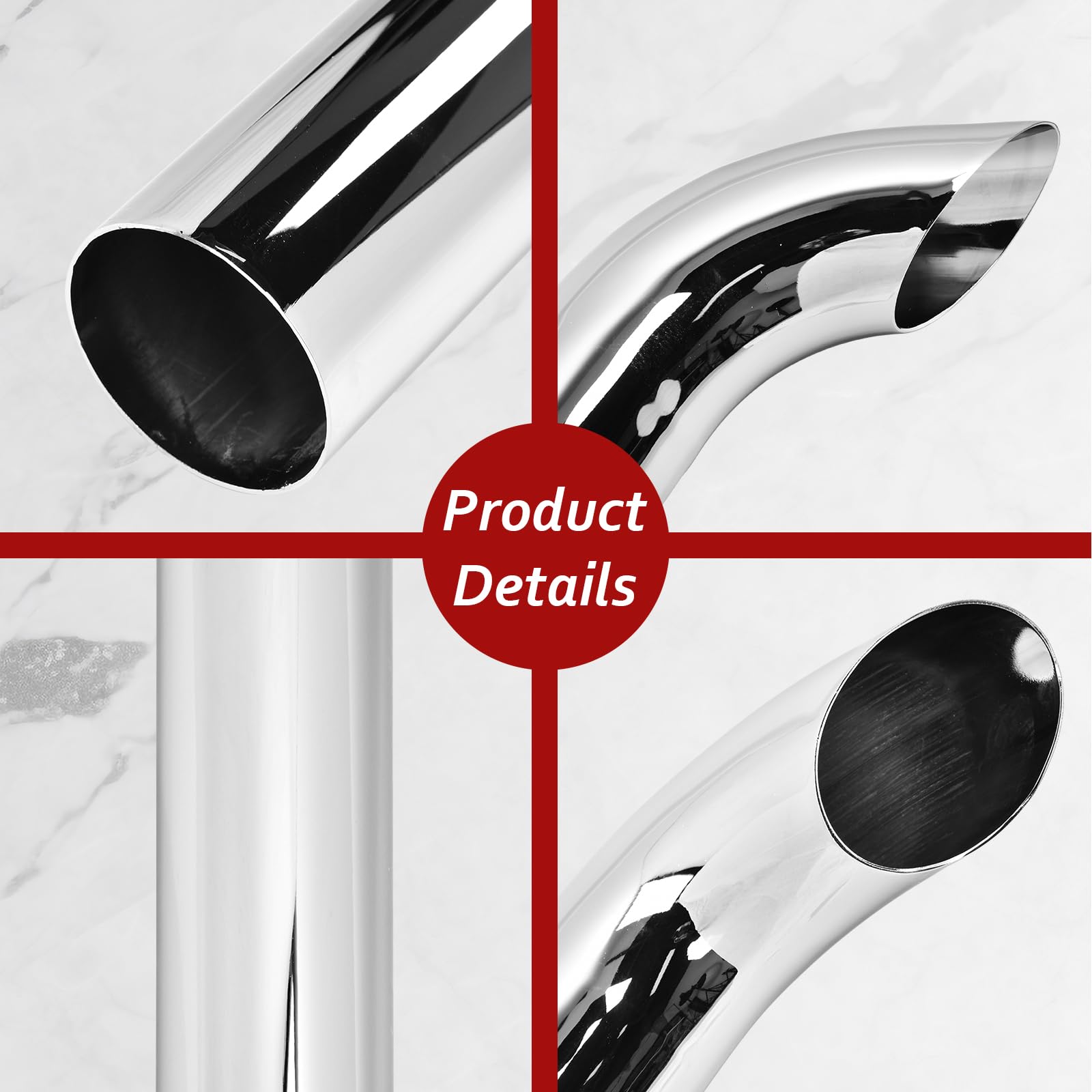 Snapklik.com : BIGREAT 3 Inch Chrome Curved Exhaust Stack Pipe