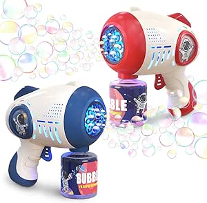 シャボン玉 電動式 2個セット バブルガン 自動 バブルマシーン ライト付き しゃぼんだま製造機 子供 おもちゃ 外遊び ピクニック キャンプ 誕生日 結婚式 プレゼント 6歳以上 | シャボン玉セット | おもちゃ