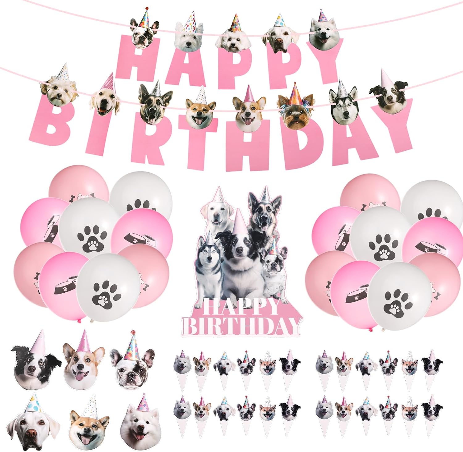 50pcs Dog Birthday Party Supplies, Dog Birthday Party Decorations Cute