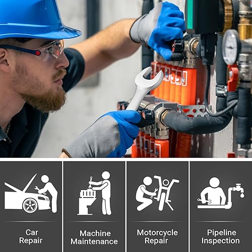 Miniatura 6 de MAXPOWER Llave combinada de 1 pulgada, llaves de grado industrial con extremo de caja de 12 puntos, acero al cromo vanadio duradero con diseño de