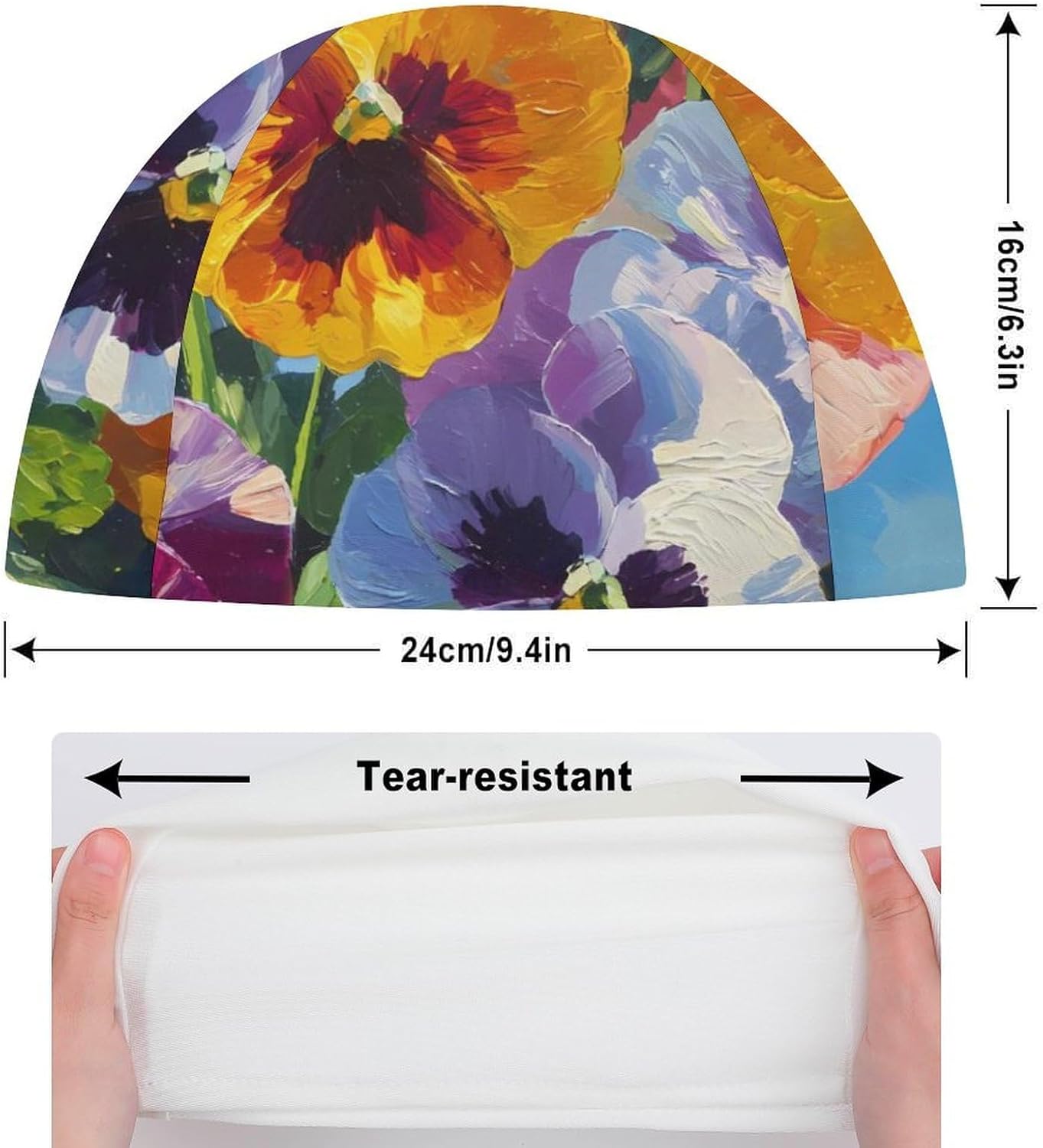 Colorful Pansies Butterflies Womens Swim Cap for Men Adult Swimming Hat Curly Short Medium Long Hair