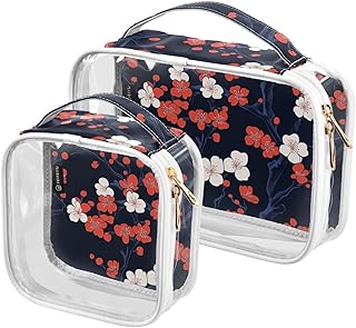 2 Pack Clear Decorative Toiletry Bag Set TSA ...