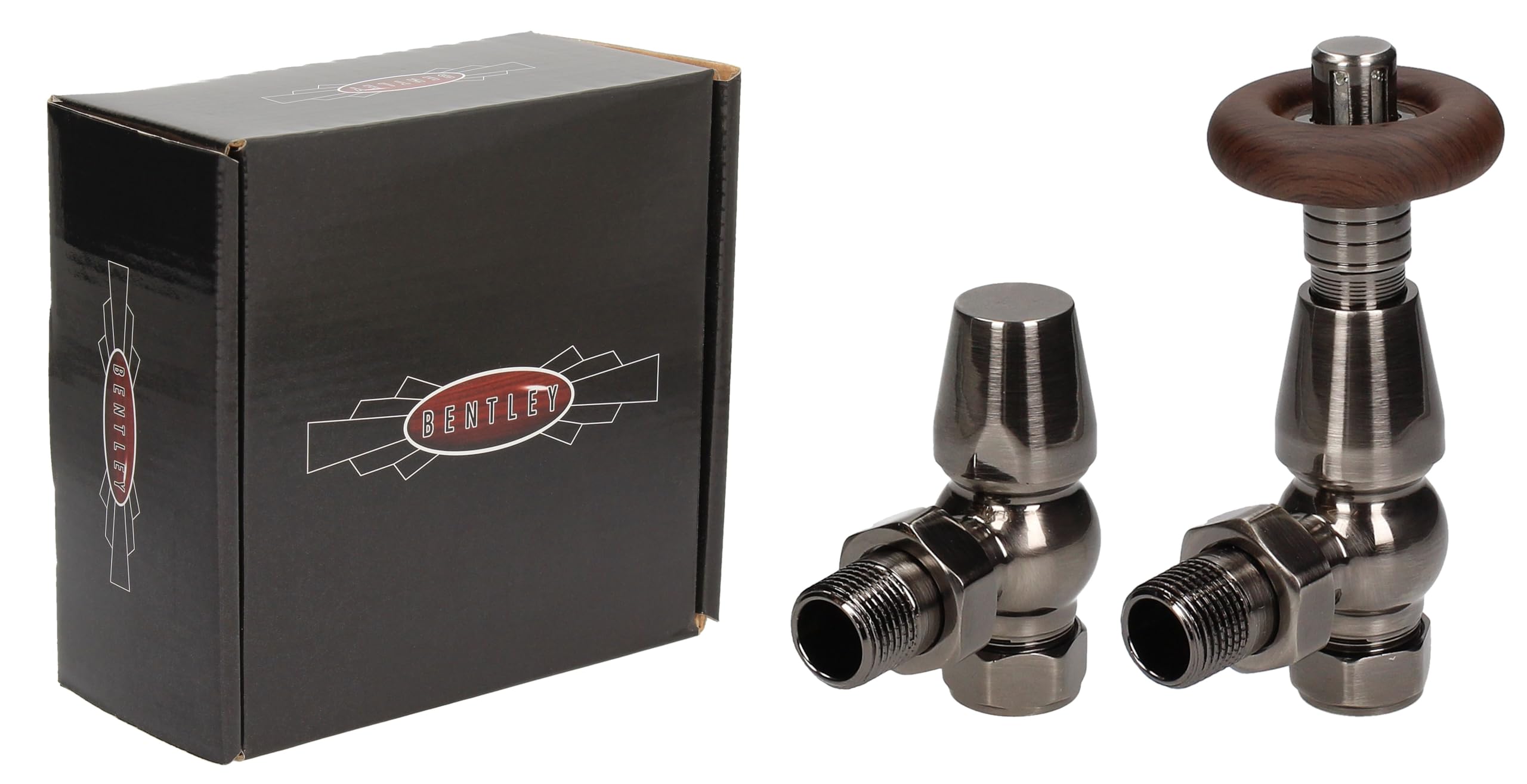 22.5 Team Controls Black Nickel Traditional Angled Thermostatic Radiator Valve Trv & Lockshield Valve Set, 15Mm X 1/2 (Black Nickel)