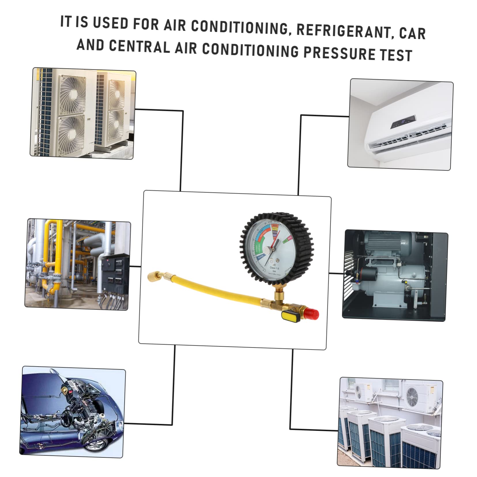 Cabilock Gauge Air Conditioner Nitrogen Pressure Tester Gauges Replaceable Head Material