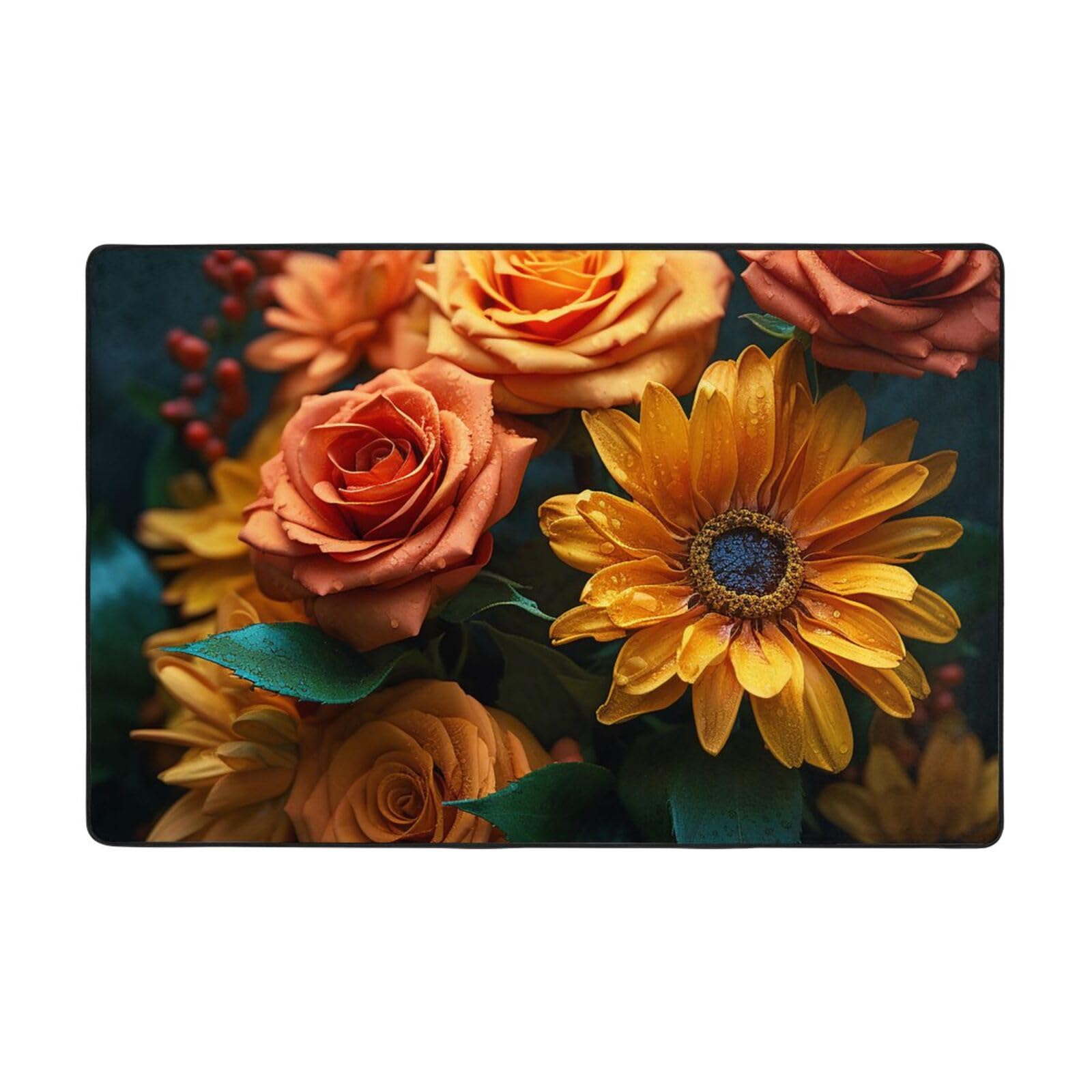 Tapis pour salon ambiance ferme vintage fleuri pour une chambre à coucher douce et romantique