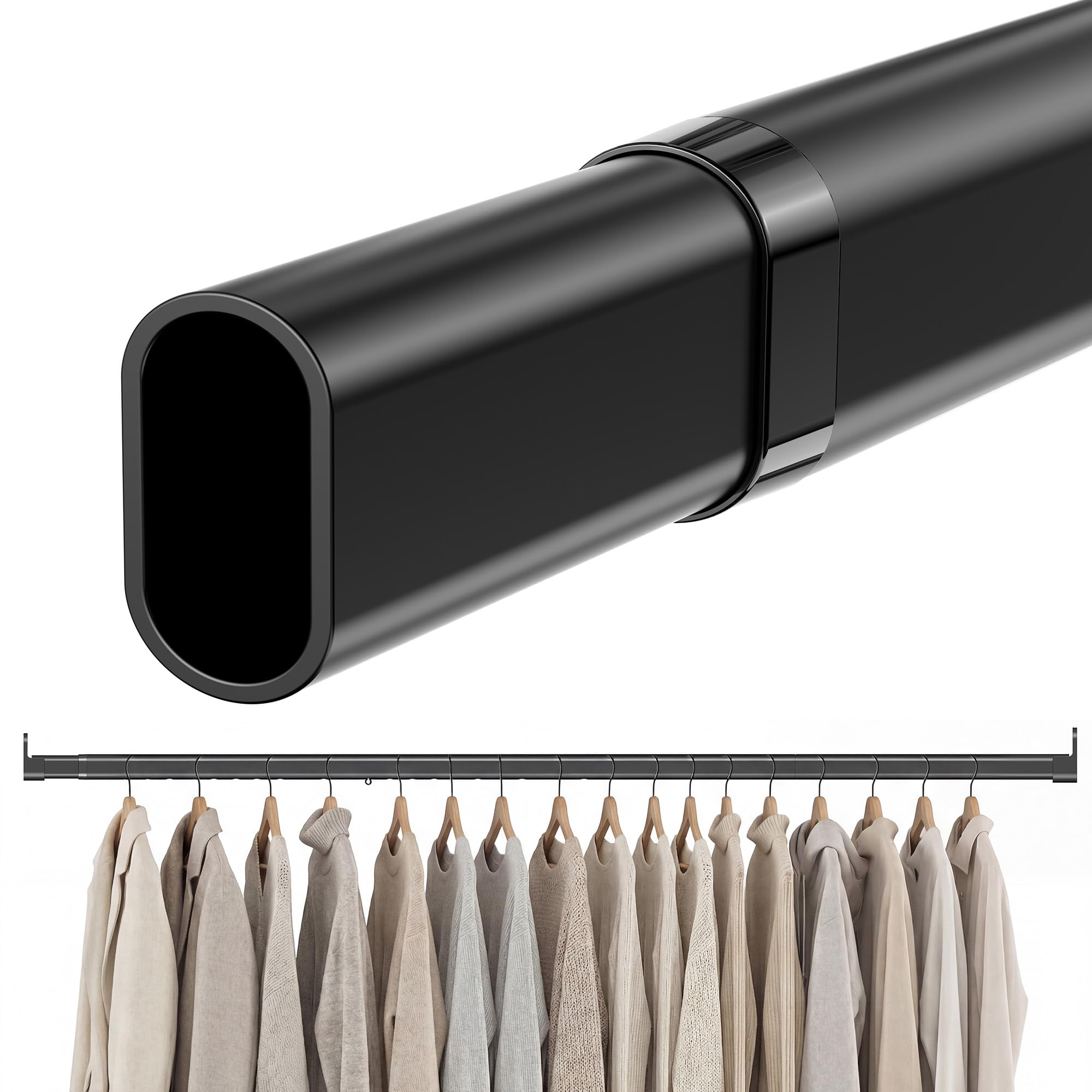 Photo 1 of Mechavora Oval Closet Rod - 18-40 Inch Adjustable, Black