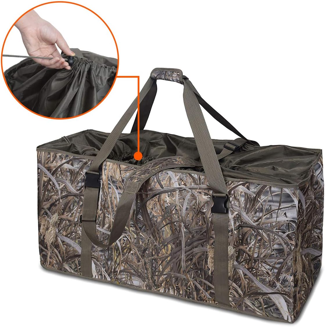 MYDAYS 12 Slot Duck Decoy Bag, Mid-Size Goose Decoy Bag, Hunting Gear, Duck Hunting Bag with Waterfowl Hunting Blind Camouflage Printing