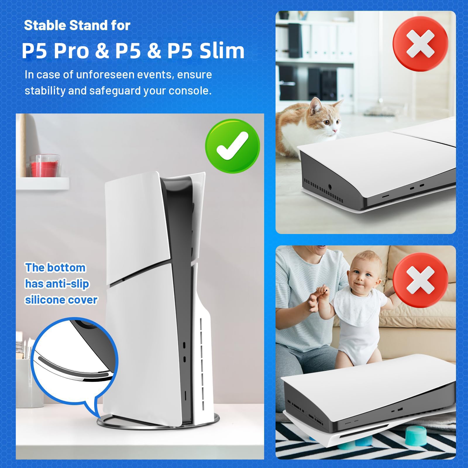 Soporte vertical para PS5 delgado, soporte estable para disco de consola delgada / PS5 y digital, accesorios compatibles con Playstation 5, soporte fácil de instalar con aspecto agradable, un tornillo