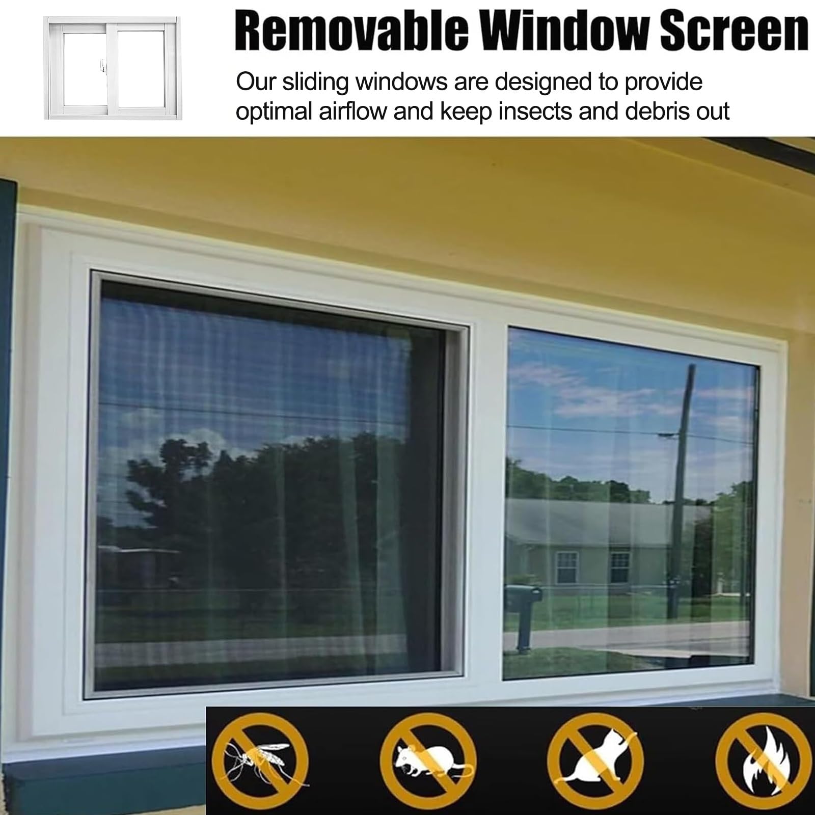 Repuesto de ventana deslizante horizontal para baño y sótano, ventanas abatibles de cristal y pantalla para gallinero, 80 x 120 cm (alto x ancho)