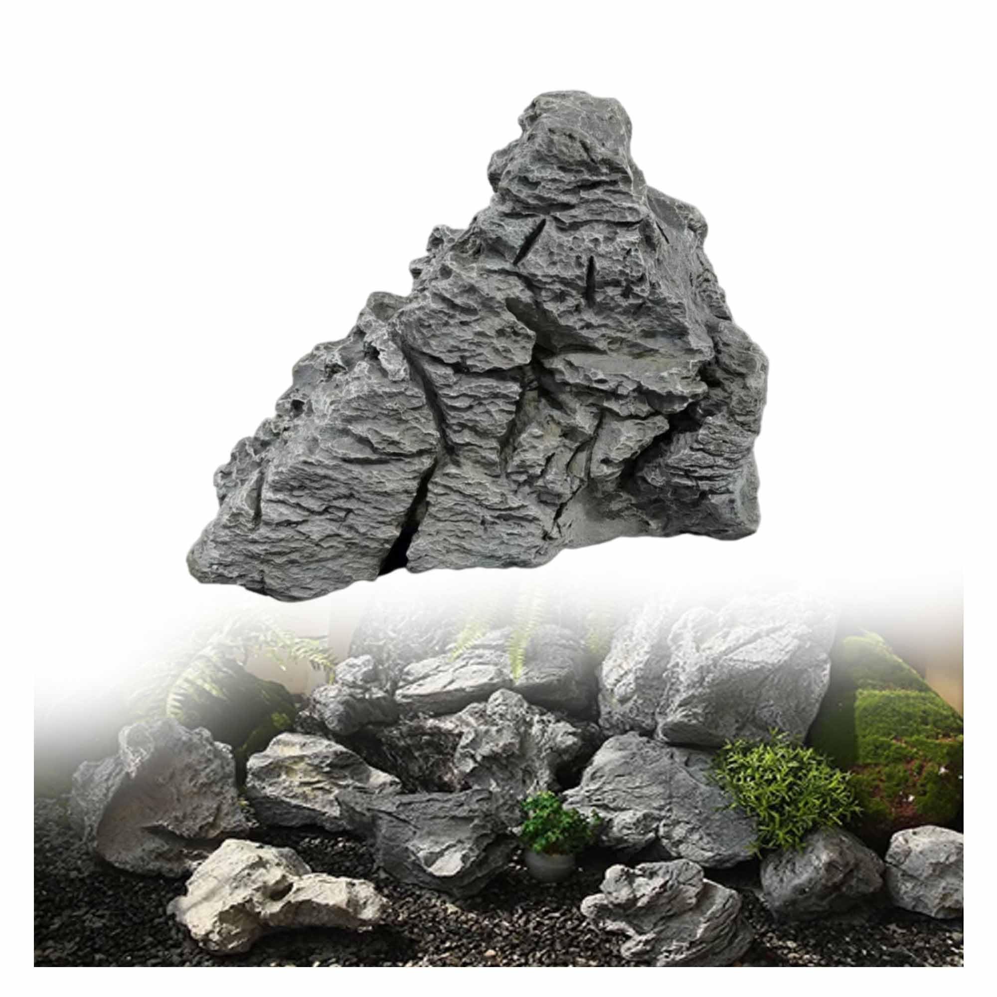 Künstlicher Landschaftsstein für den Garten, Leichter Kunststein | Dekorativer Stein für Aquarium, Bonsai, Garten, Terrasse und Außendekoration(33x21x37cm)