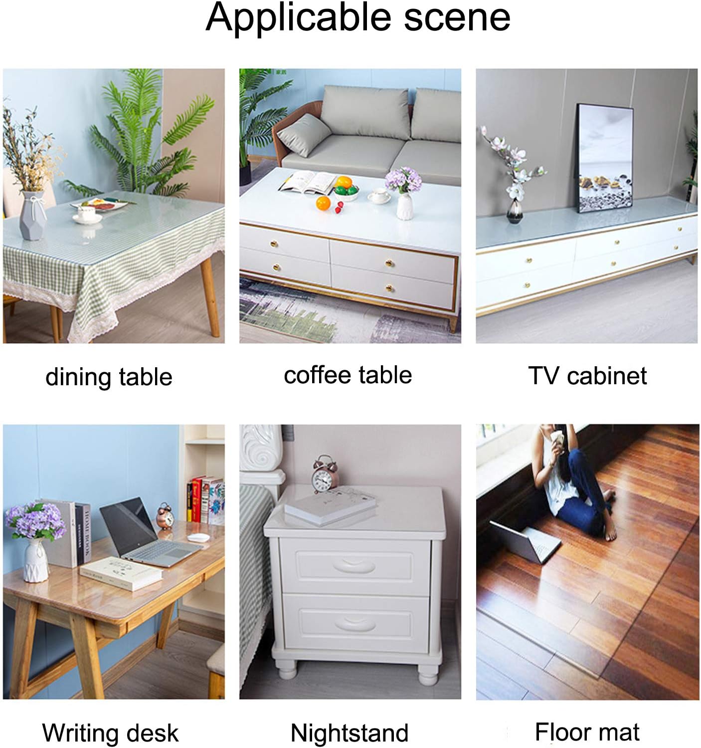 Frosted Rectangle Table Cover Protector - Clear Tablecloth for Kids, Dining, Coffee, Glass - Durable Hot Table Pad (46"x55"/32"x32") - Ideal for Home & Parties