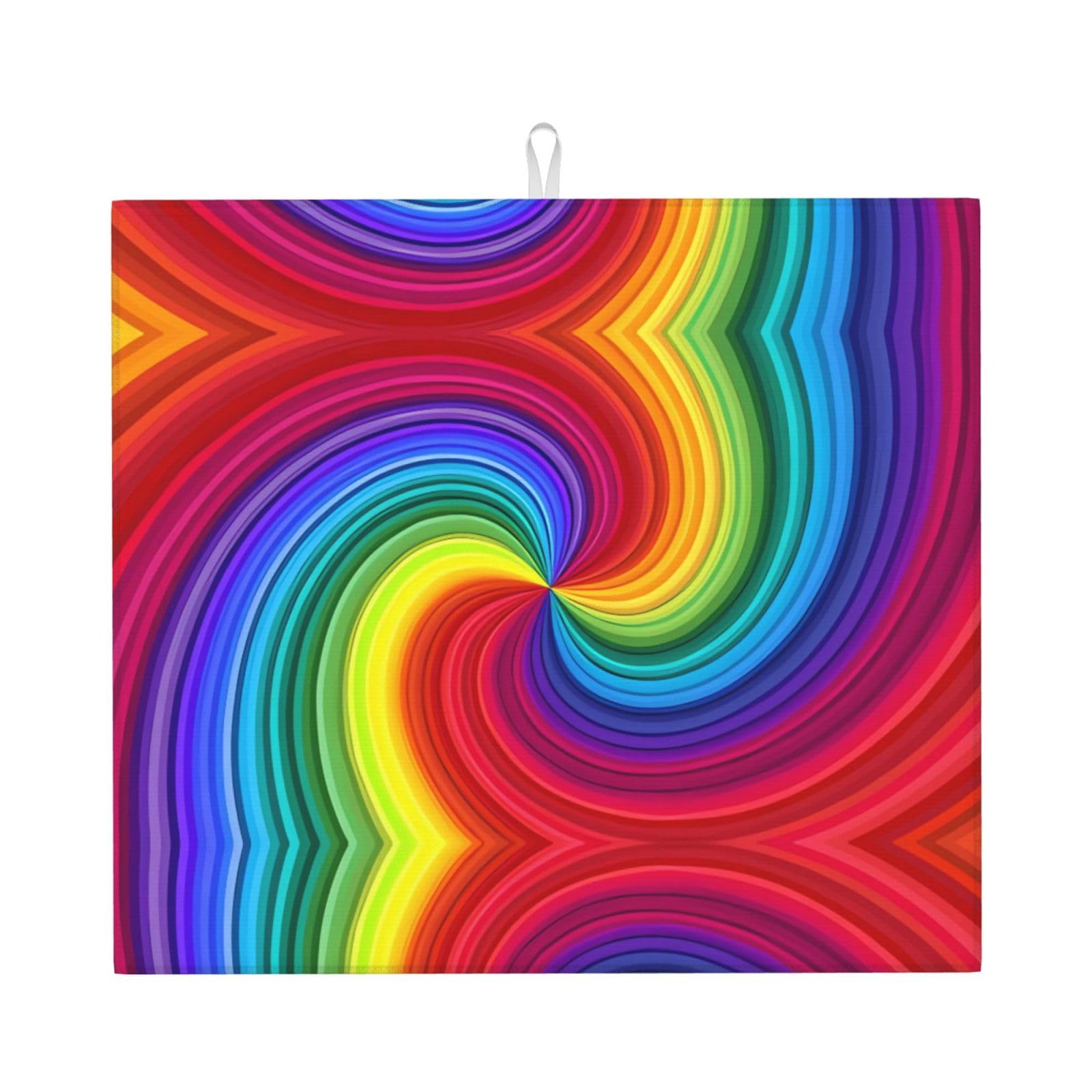 YYHWHJDE Rainbow Swirl Prints Kitchen Drying Mat – Absorbent Microfiber Throw for Dishes, Non-Slip Counter Cover, Quick-Dry Layer with Durable Construction