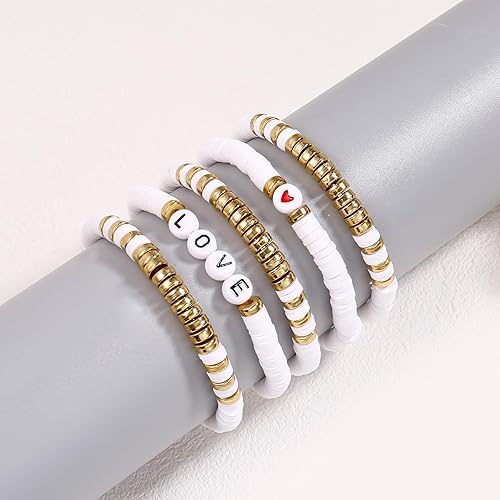 Miniatura 3 de Joya Love Colorido traje de amante de la amistad, pulseras apilables para niñas, apilables, en capas, heishi, surfista, arcilla de surfista,