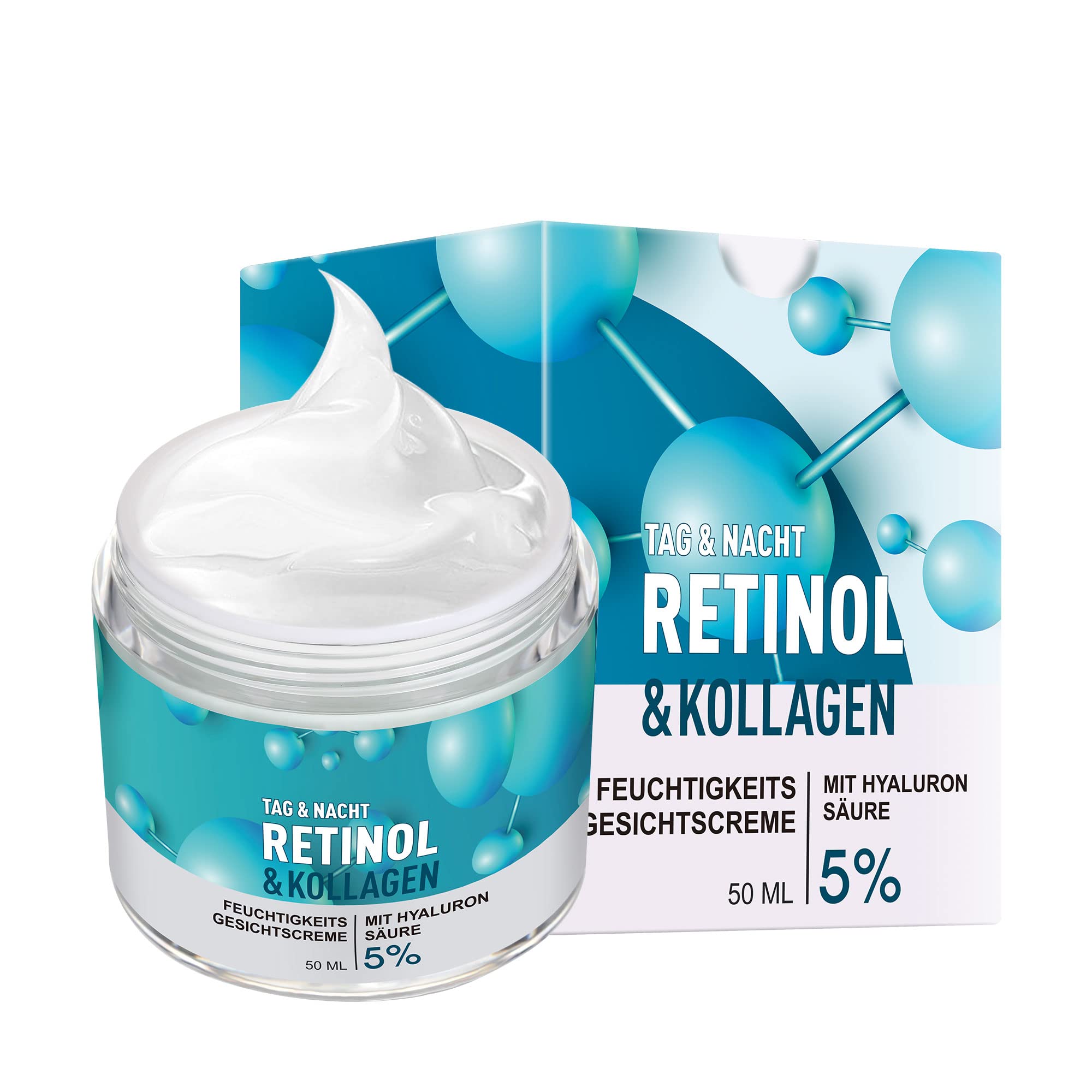 P-Beauty 5 x krem retinolowy, przeciwstarzeniowy z 5% retinolem 5 x 50 ml – krem nawilżający, krem na noc i krem na dzień z kwasem hialuronowym – krem przeciwzmarszczkowy, pielęgnacja twarzy z