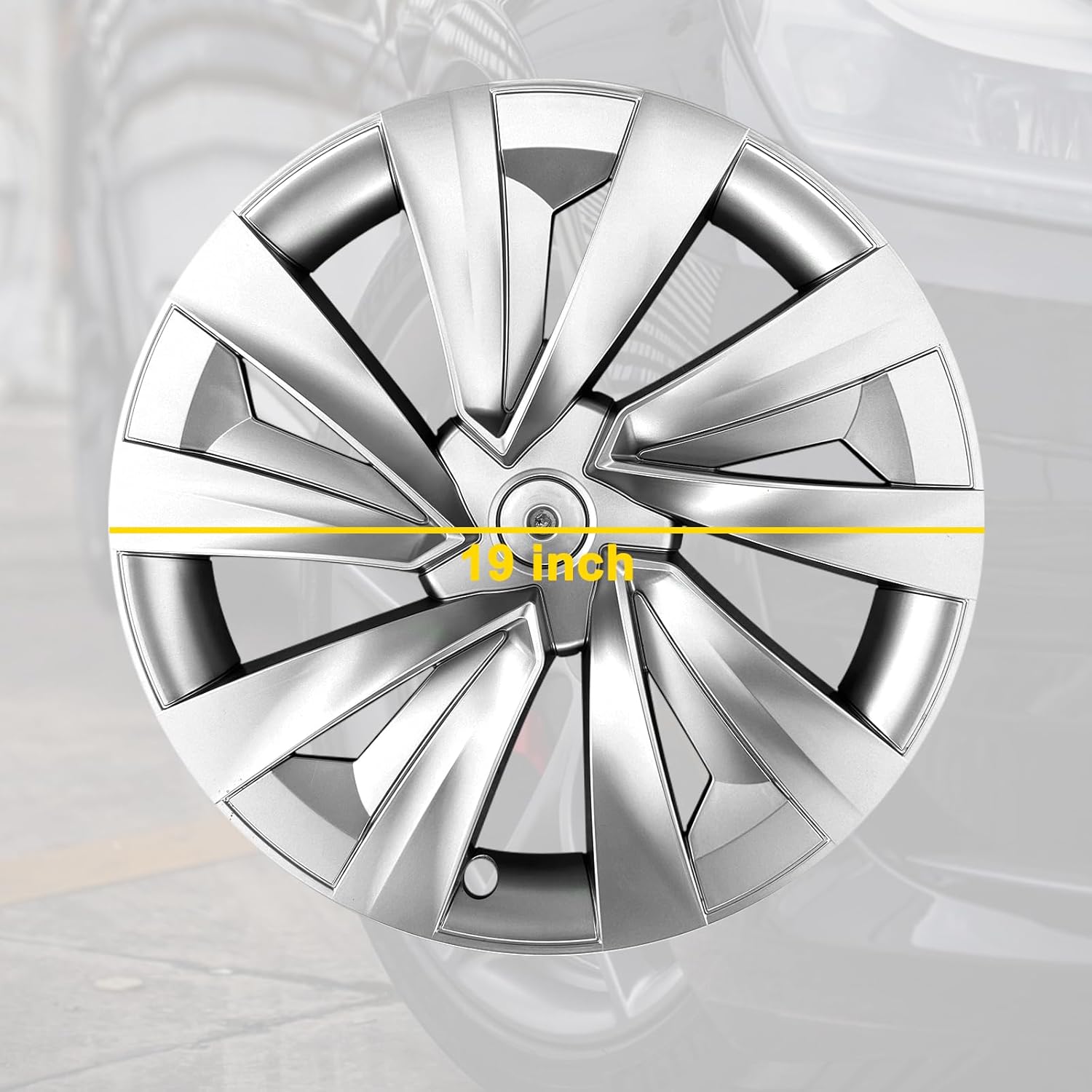 Upgraded 2025 Model Y Juniper Wheel Covers for Tesla Accessories 2025 19 Inch Rim Protectors (Set of 4) with Enhanced Elasticity Wheel Cover Replacement (Silver)