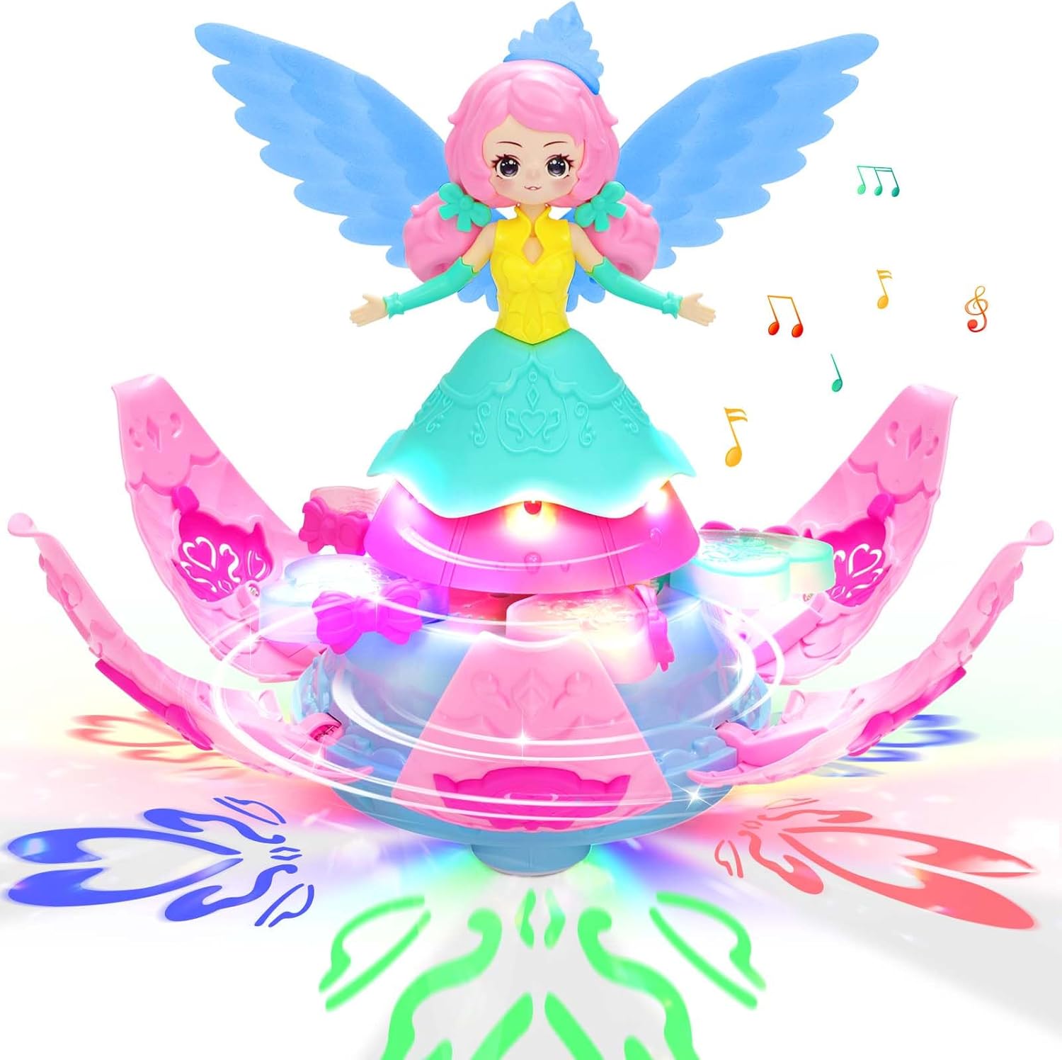 Princess Girl Toys for Toddlers Birthday 1 2 3 4 Year Old Girls with Lights up and Sounds, 360°Freedom and Operated Automatic Bump Dancing Princess Interactive Spin Robot Toys