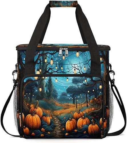 Bolsa de café con diseño de calabazas y paisaje otoñal, bolsa de almacenamiento de viaje, compatible con Keurig K-Mini o K-Mini Plus, funda de