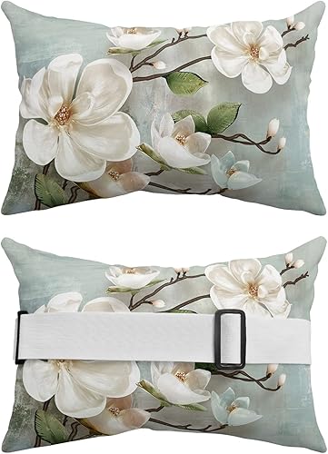 Miniatura 2 de Elegante almohada para silla de playa con diseño floral de tulipán para tumbona, diseño de flores blancas francesas campestres, fundas de almohada