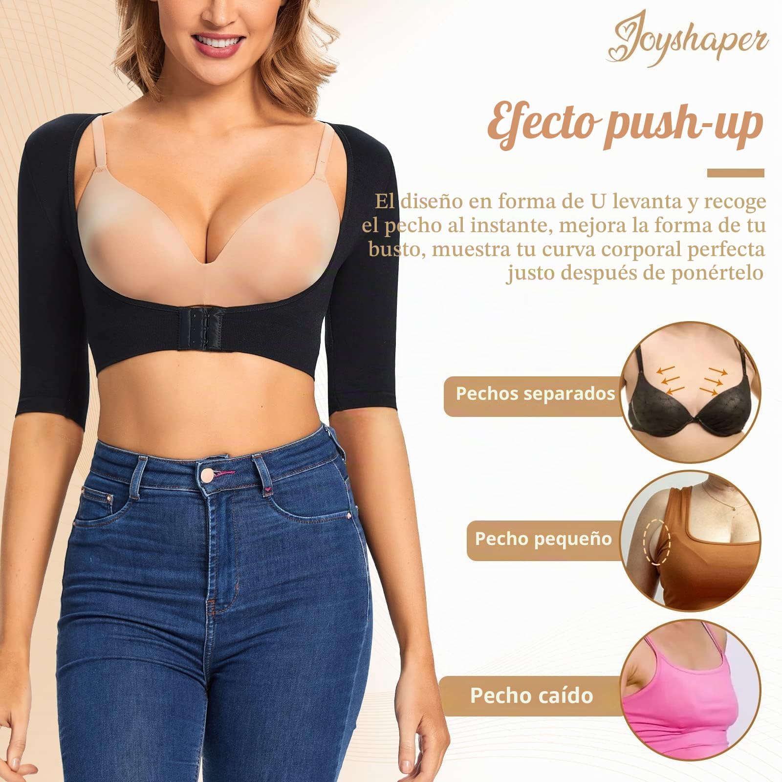 Joyshaper Mangas Comprimidas Del Brazo Femenino Blusa Tallada Con Mangas de Brazo El Cuerpo Superior Comprime Chaleco y La Espalda Apoya Hombro