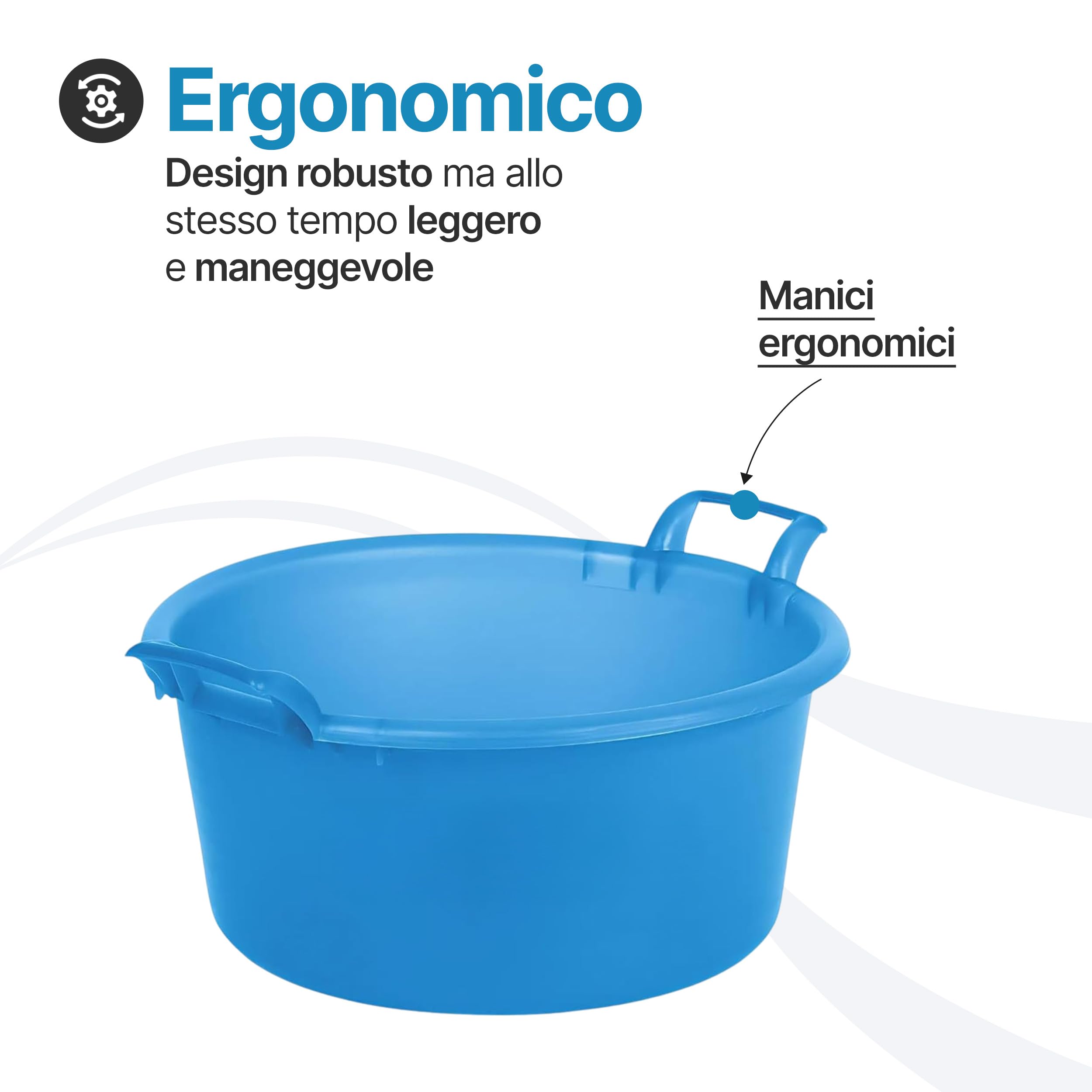 Bacinella Per Bucato 30 Litri Ø52 Cm In Plastica Rigida - Multiuso Per Casa E Giardino - Foto 12